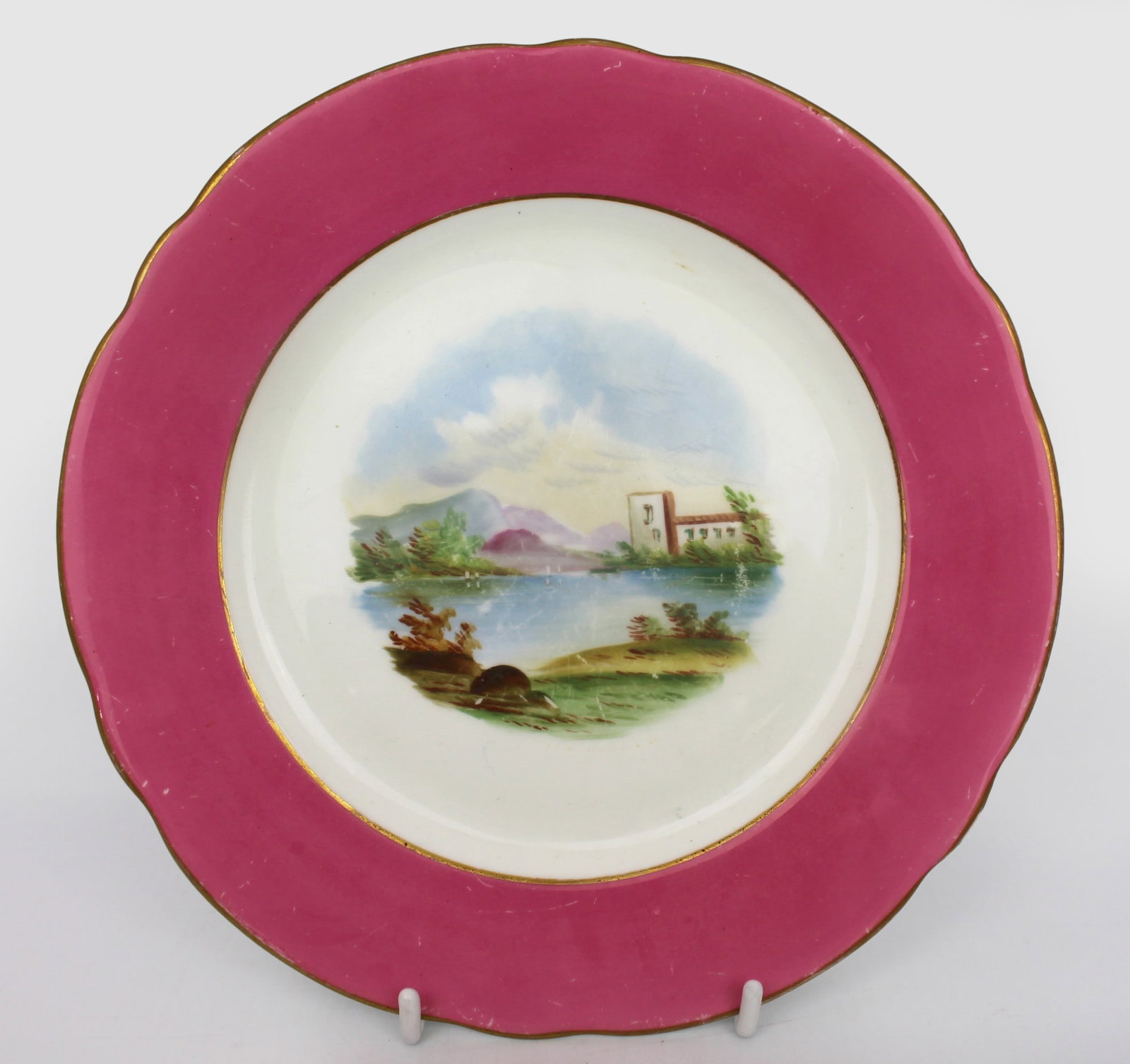 Victorian Staffordshire Cabinet Plate – Hand Painted Italianate c.1850 (1 of 1)