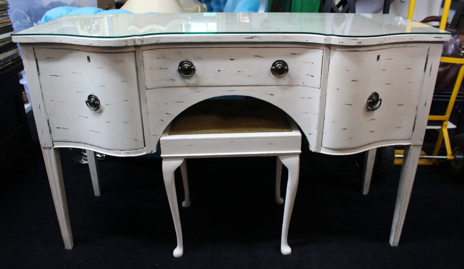 Vintage Painted Dressing Table with Stool (1 of 2)