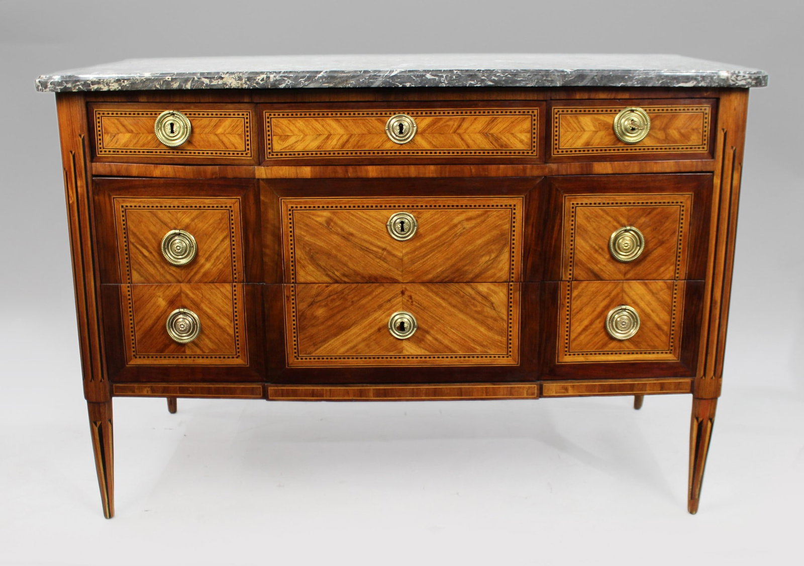 French Louis XVI Parquetry Commode with Marble Top c.1780 (1 of 3)