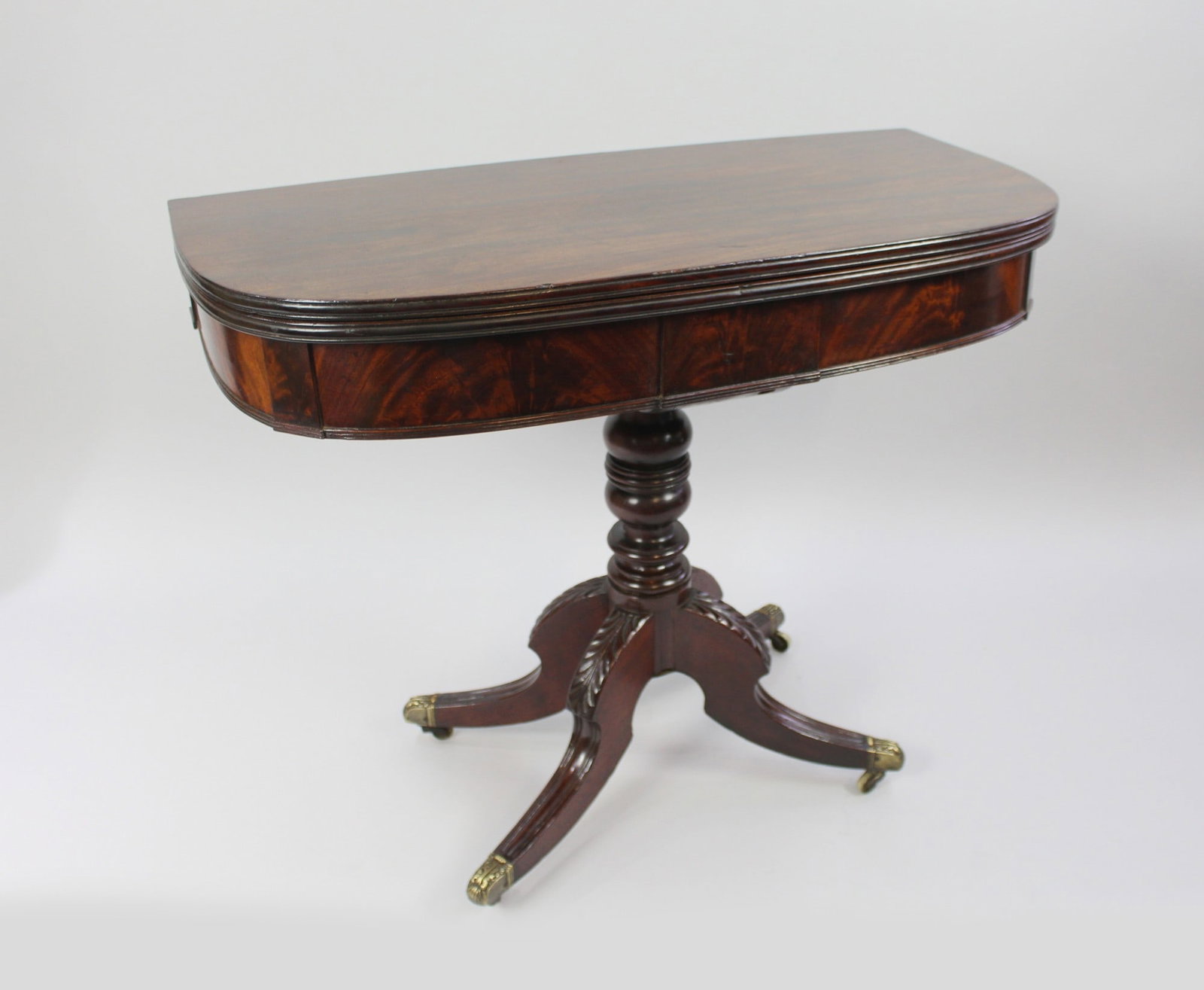 Early 19th Century English Flame Mahogany Fold-Over Tea Table (1 of 1)