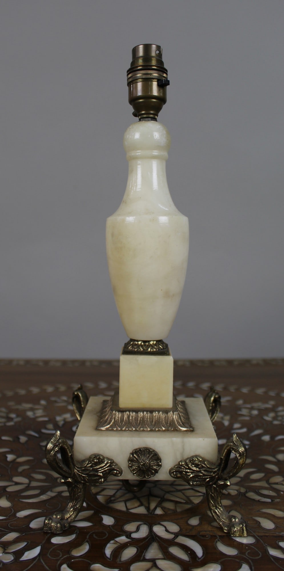 Vintage Alabaster and Metal Mounted Table Lamp (1 of 6)