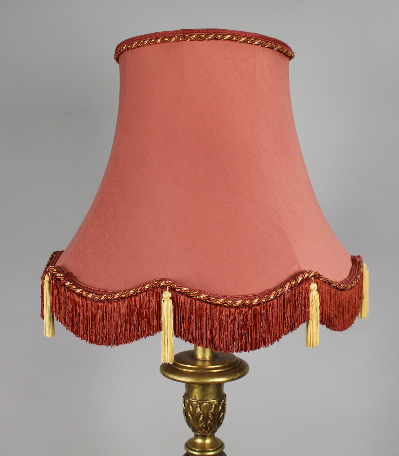 Carved Vintage Giltwood Standard Floor Lamp with Silk Shade - 3