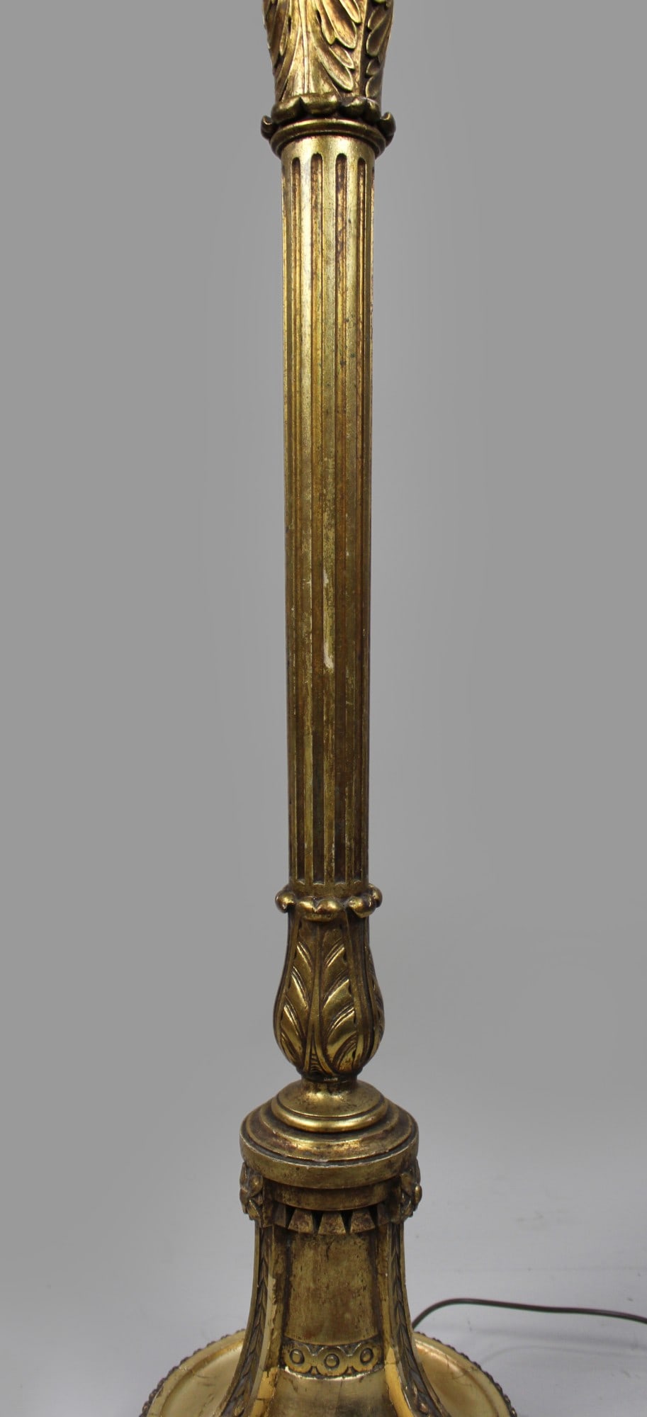 Carved Vintage Giltwood Standard Floor Lamp with Silk Shade - 6