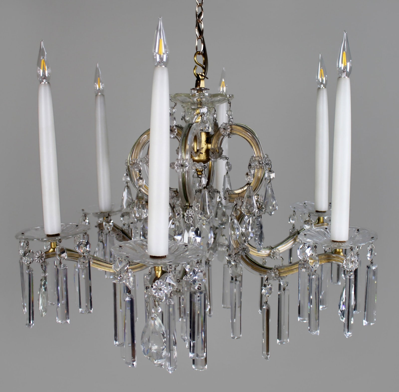 Suite of 3 Fine Cut Glass Crystal Chandeliers 1 Large & Pair - 2