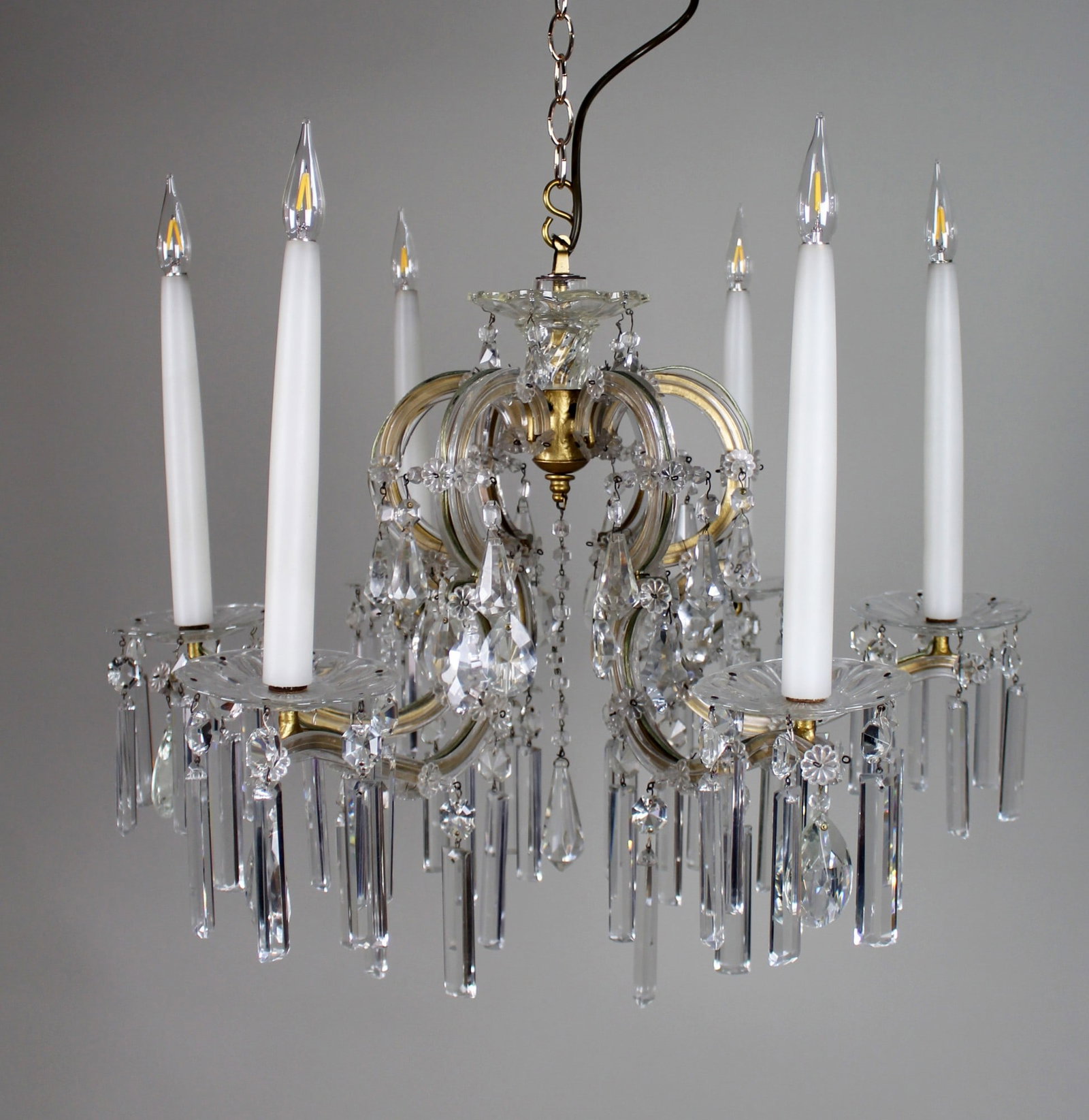 Suite of 3 Fine Cut Glass Crystal Chandeliers 1 Large & Pair - 6