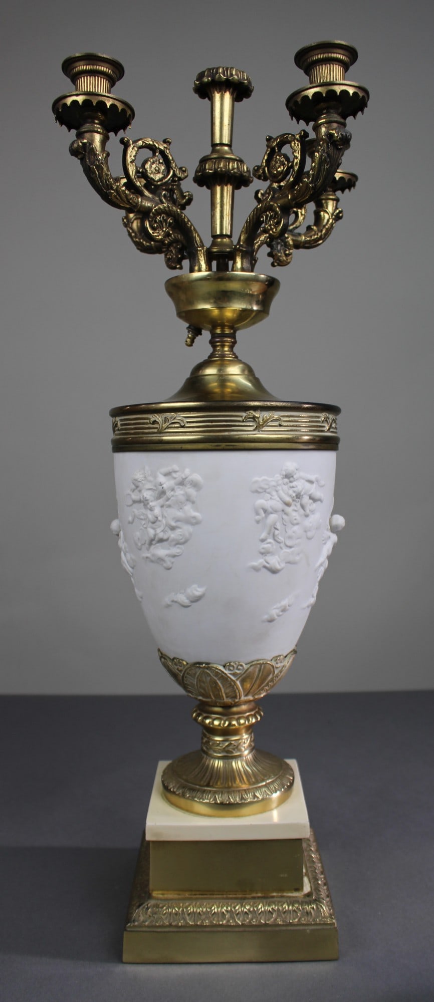 Late 19th Century Continental Bisque Porcelain & Ormolu Candelabrum (1 of 1)