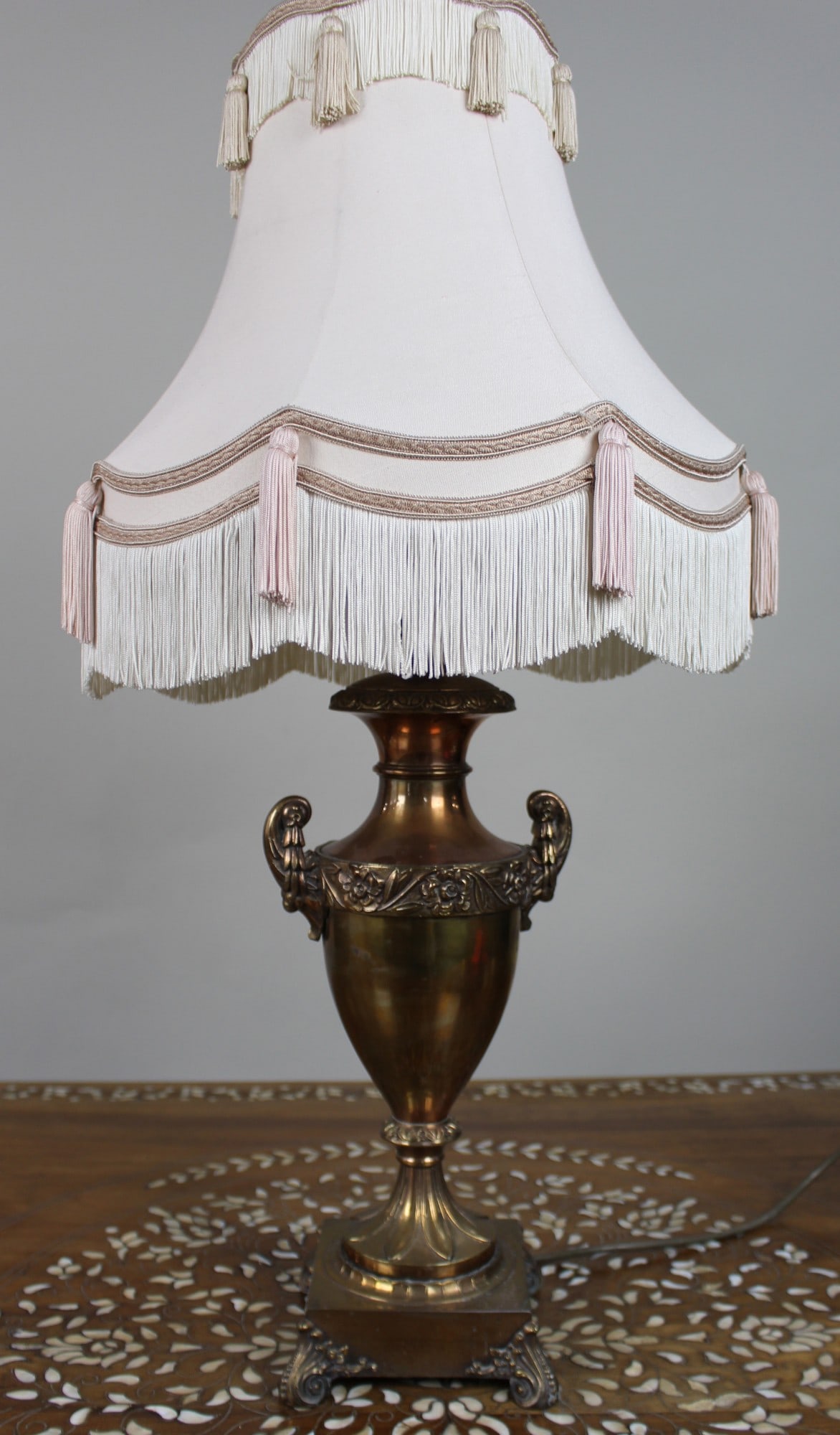 Large Vintage Bronze Table Lamp with Ornate Urn Base - 2