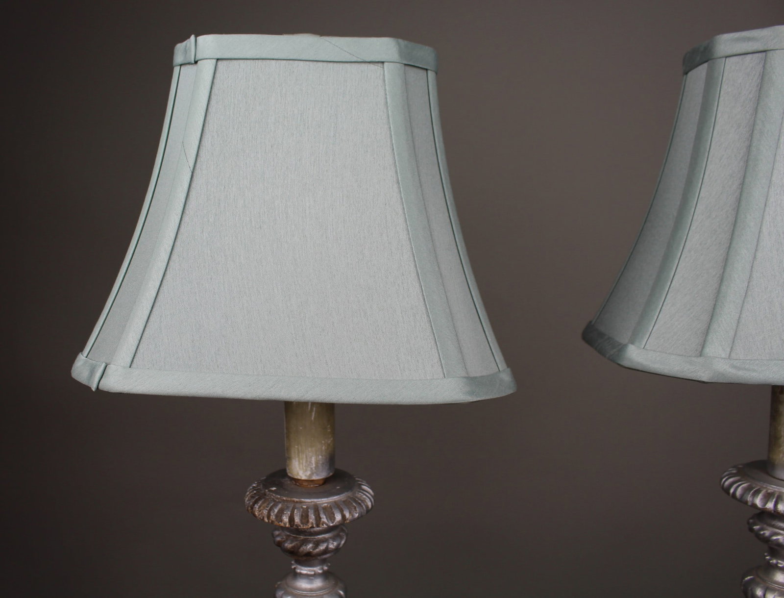 Pair of Silver Carved Table Lamps - 5
