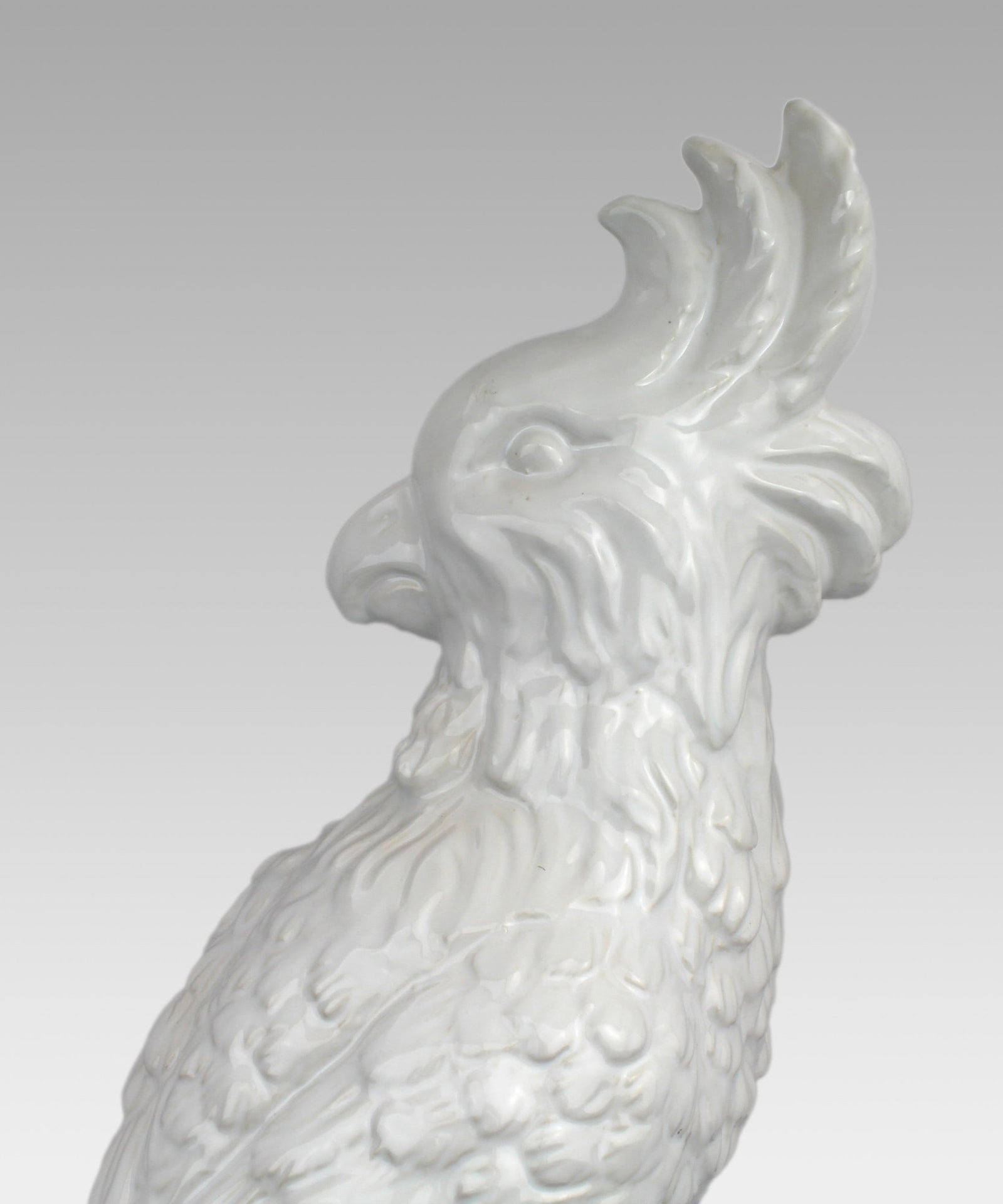 Large White Glazed Ceramic Parrot Sculpture - 7
