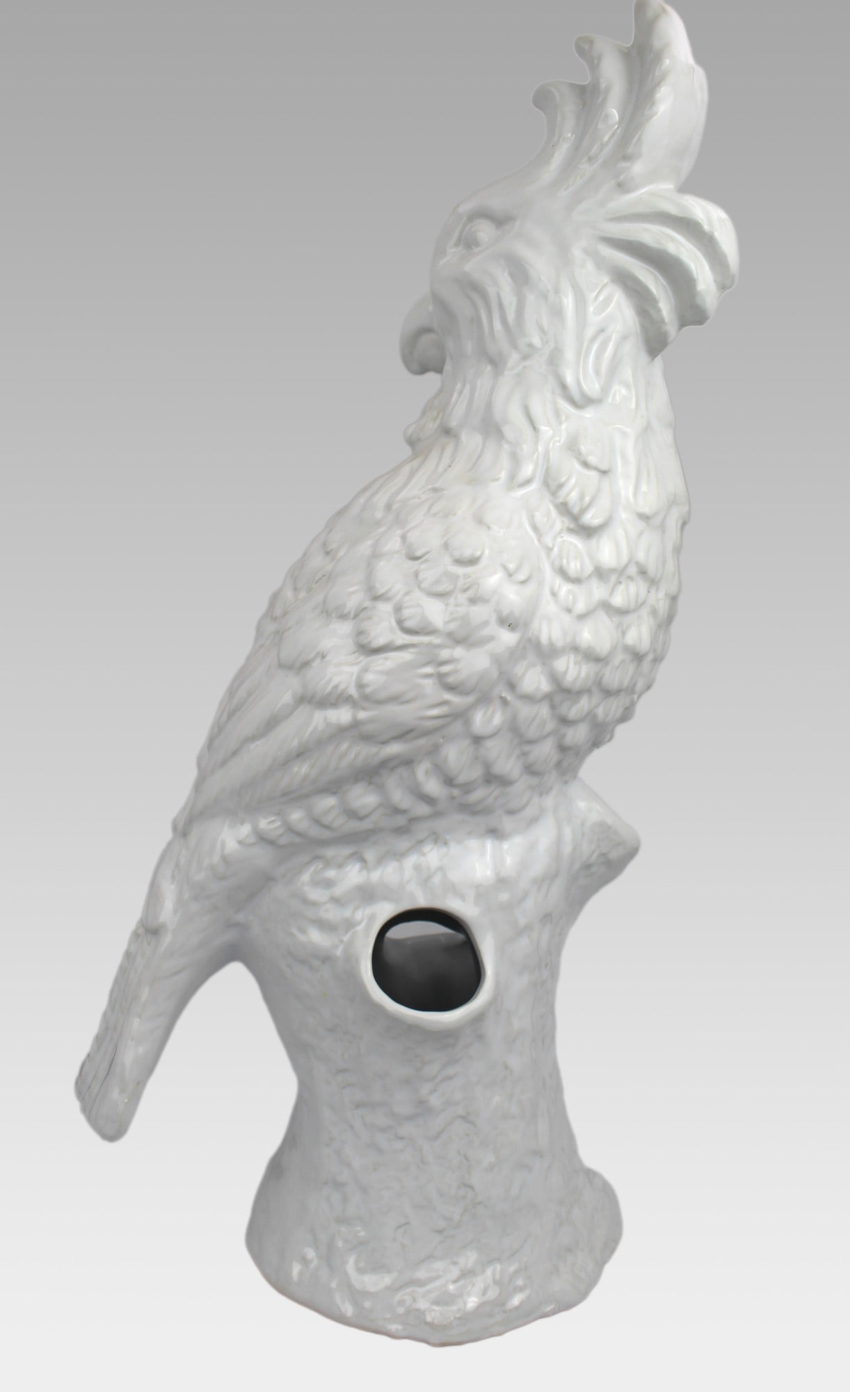 Large White Glazed Ceramic Parrot Sculpture - 8