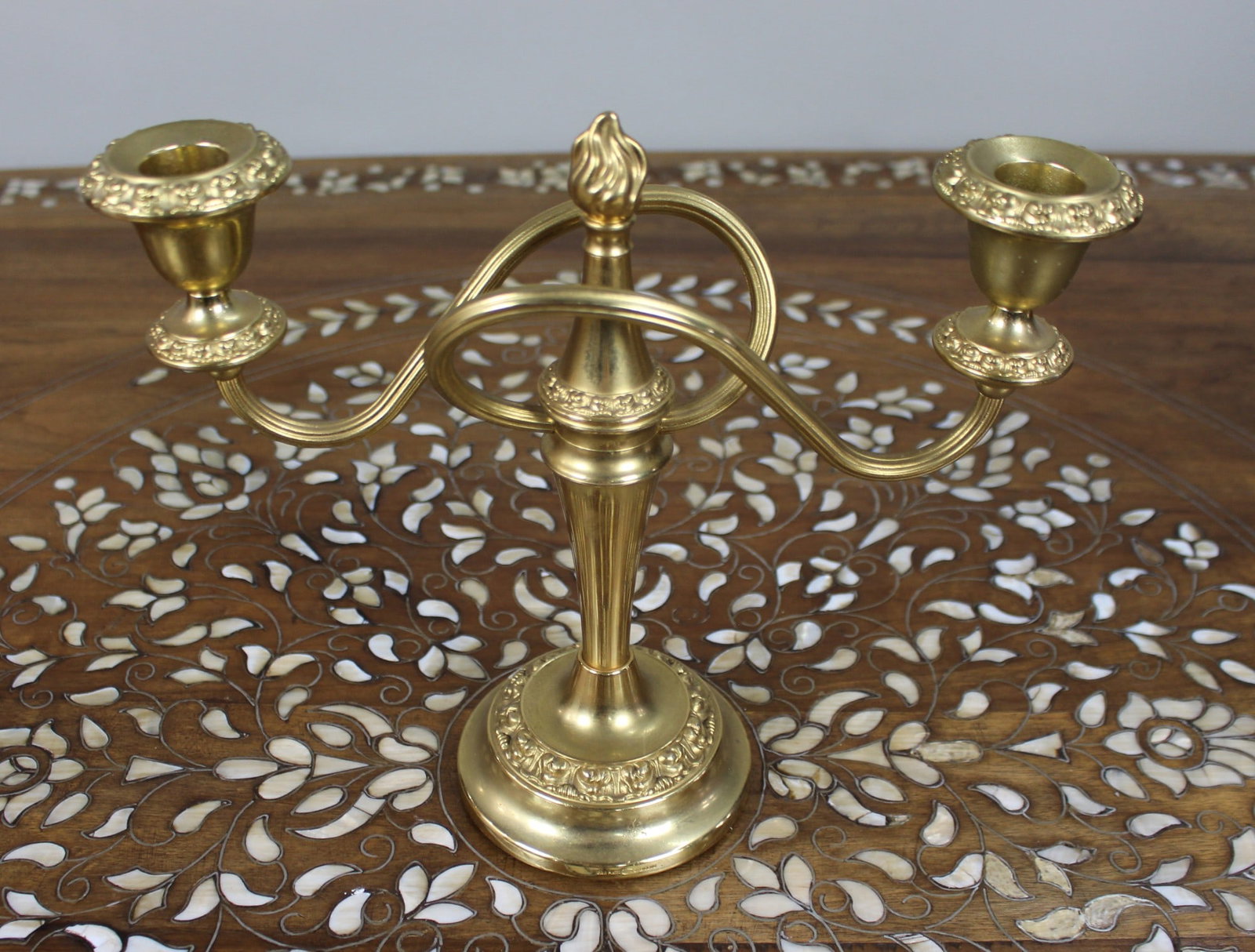 Vintage Gold-Plated Twin-Branch Candelabra - 2