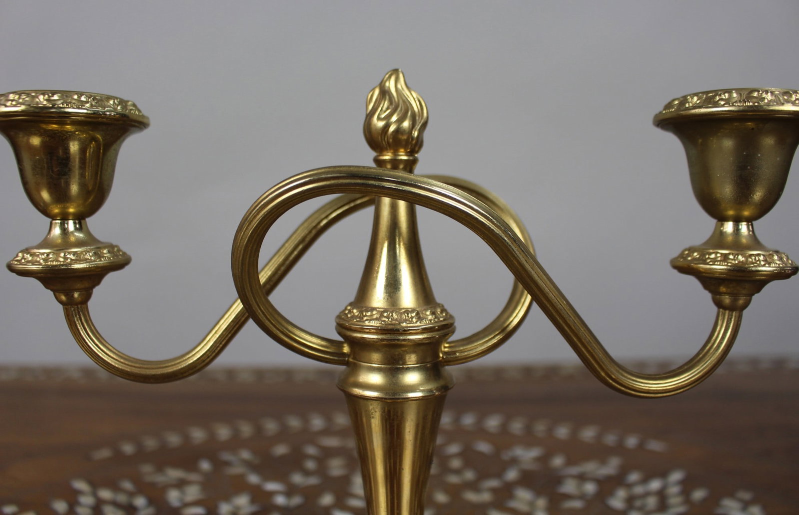 Vintage Gold-Plated Twin-Branch Candelabra - 3