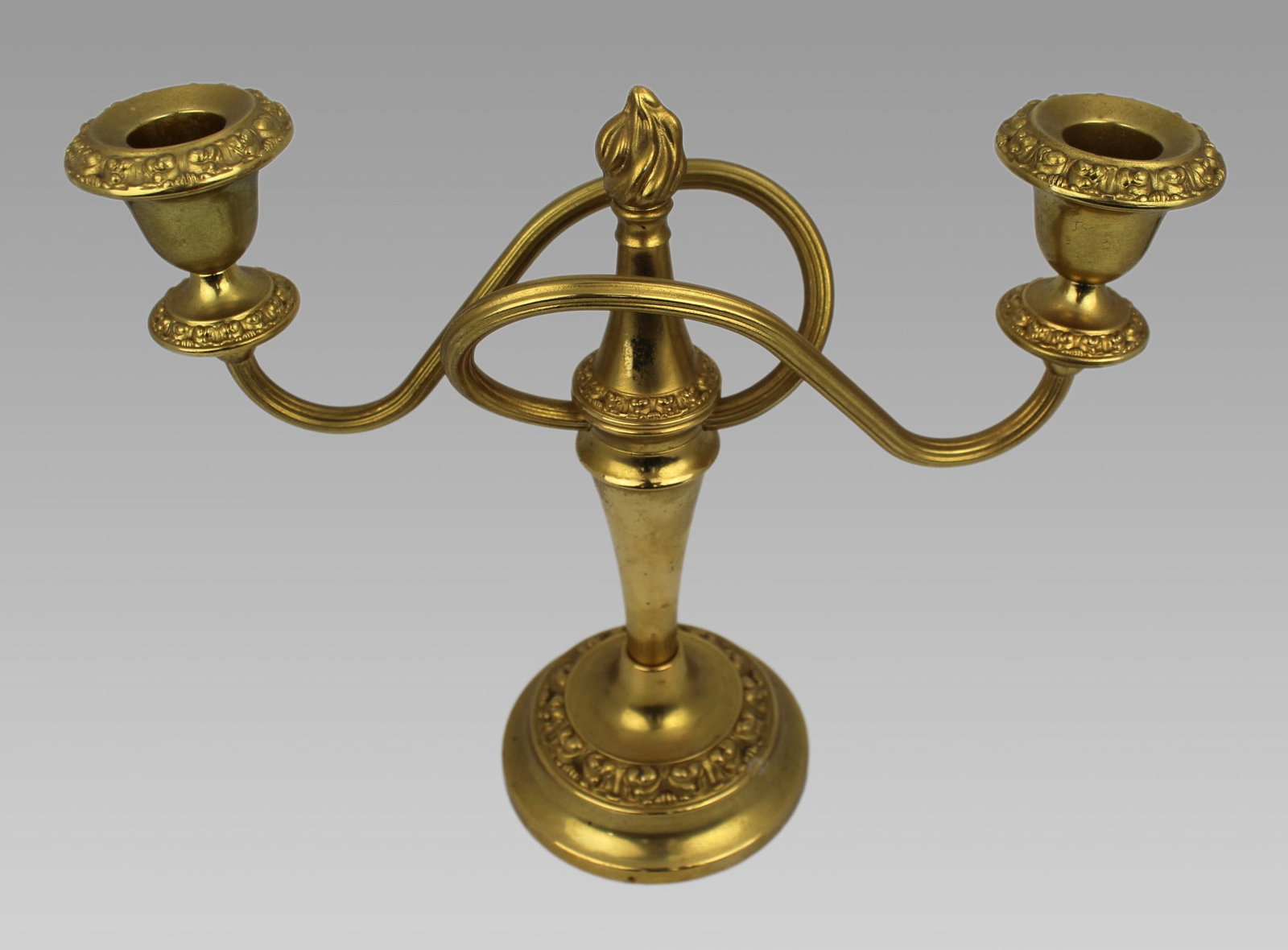 Vintage Gold-Plated Twin-Branch Candelabra - 8