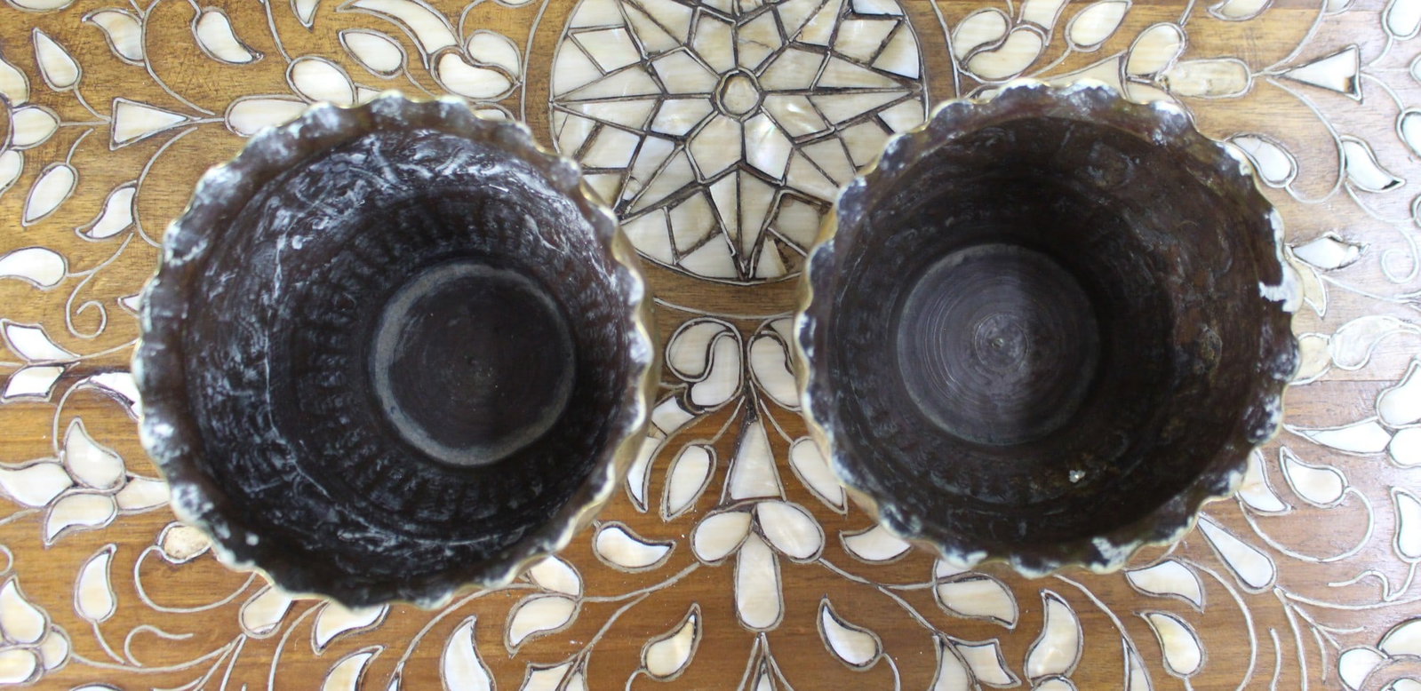 Pair of Hand-Engraved Indian Brass Bowls with Elephant and Deer Decoration - 7