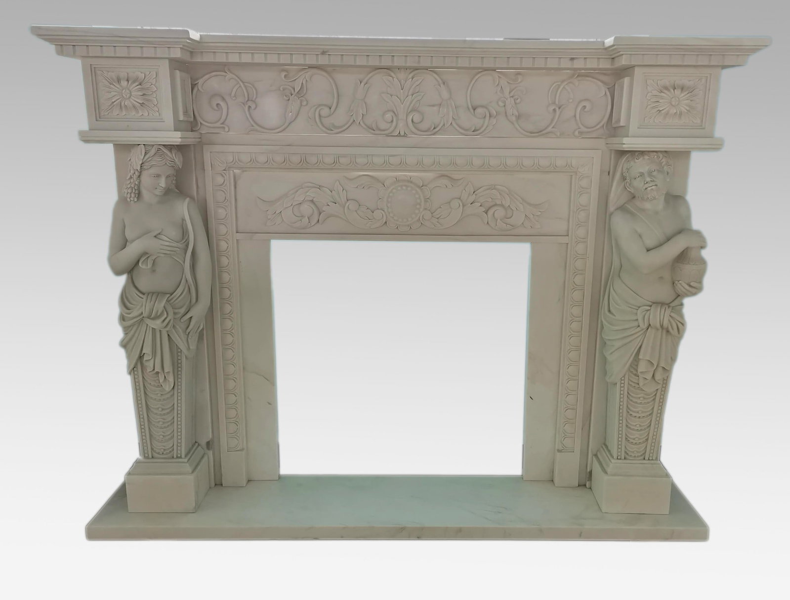 Monumental Bespoke Carved White Marble Fireplace Surround with Classical Figures (1 of 1)
