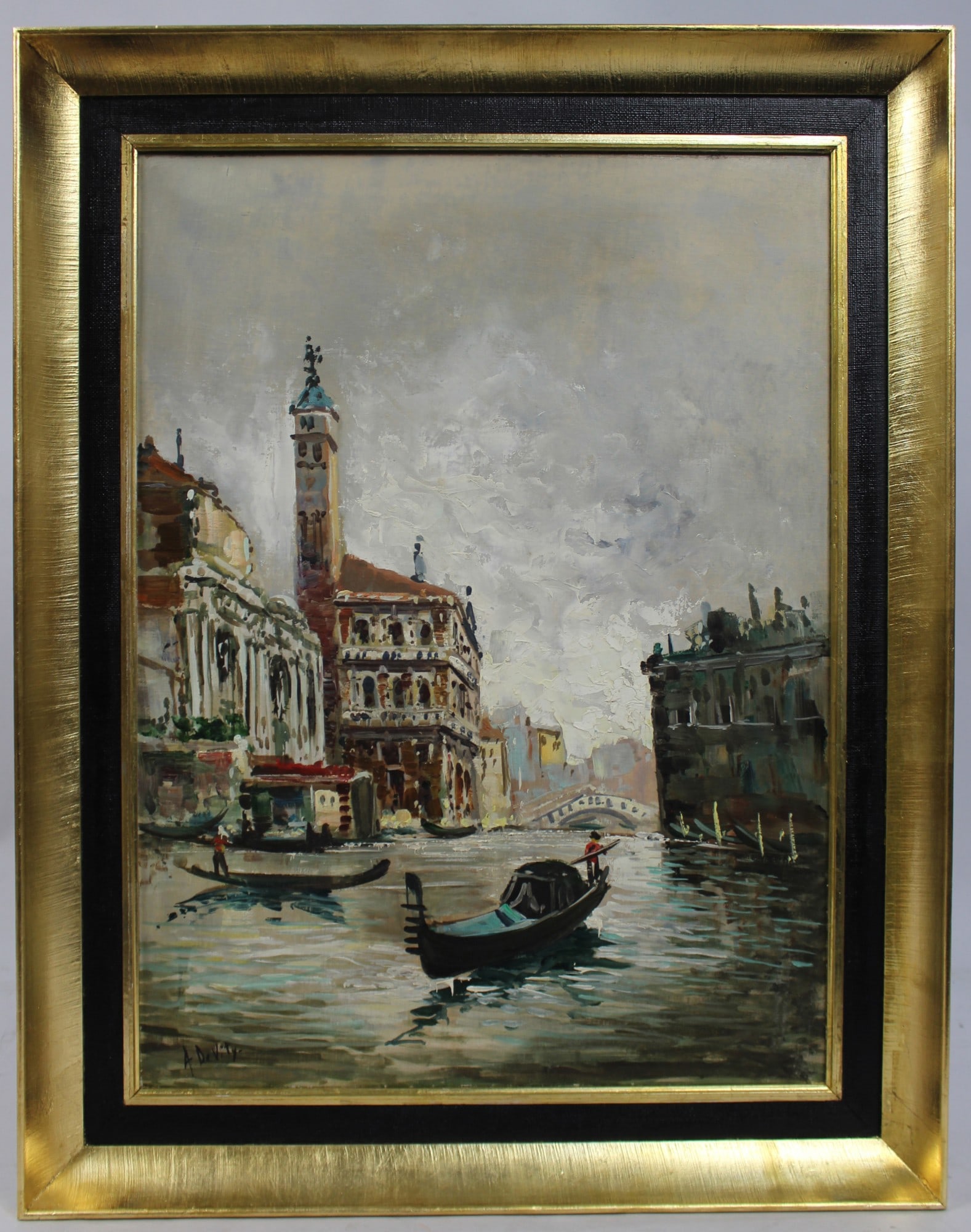 Antonio DeVity (Italian, 1901-1993) Venice Canal Oil on Canvas (1 of 3)
