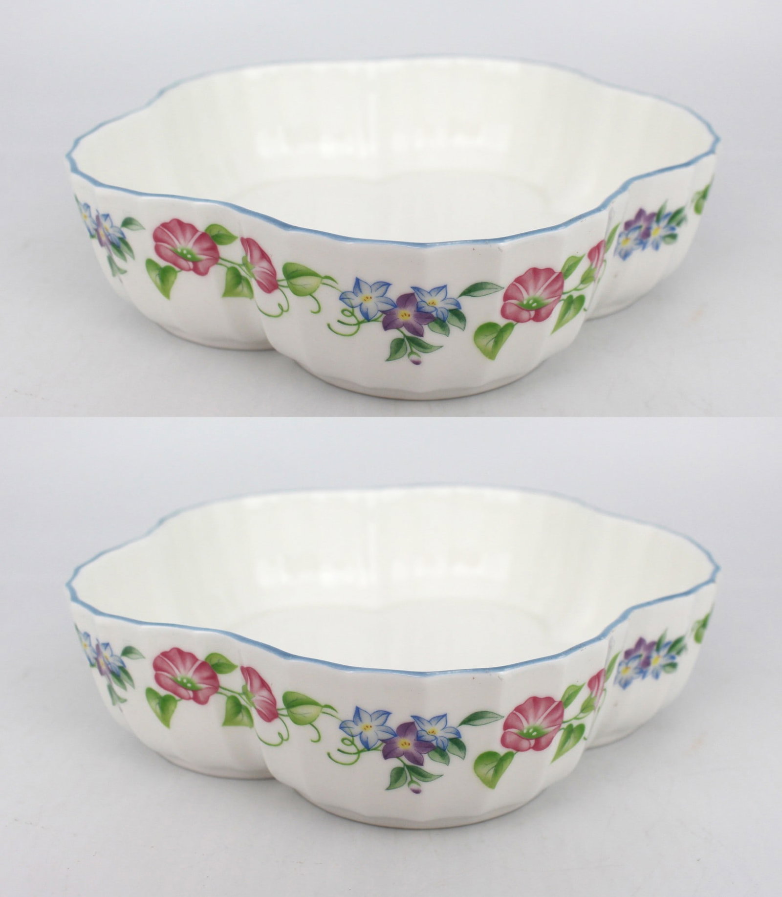 Pair of Royal Worcester English Garden Blue Scalloped Bowls: Title: Pair of Royal Worcester English Garden Blue Scalloped Bowls Description: Pair of Royal Worcester English Garden Blue Scalloped Bowls Condition: Used Delivery option: Collection & Delivery
