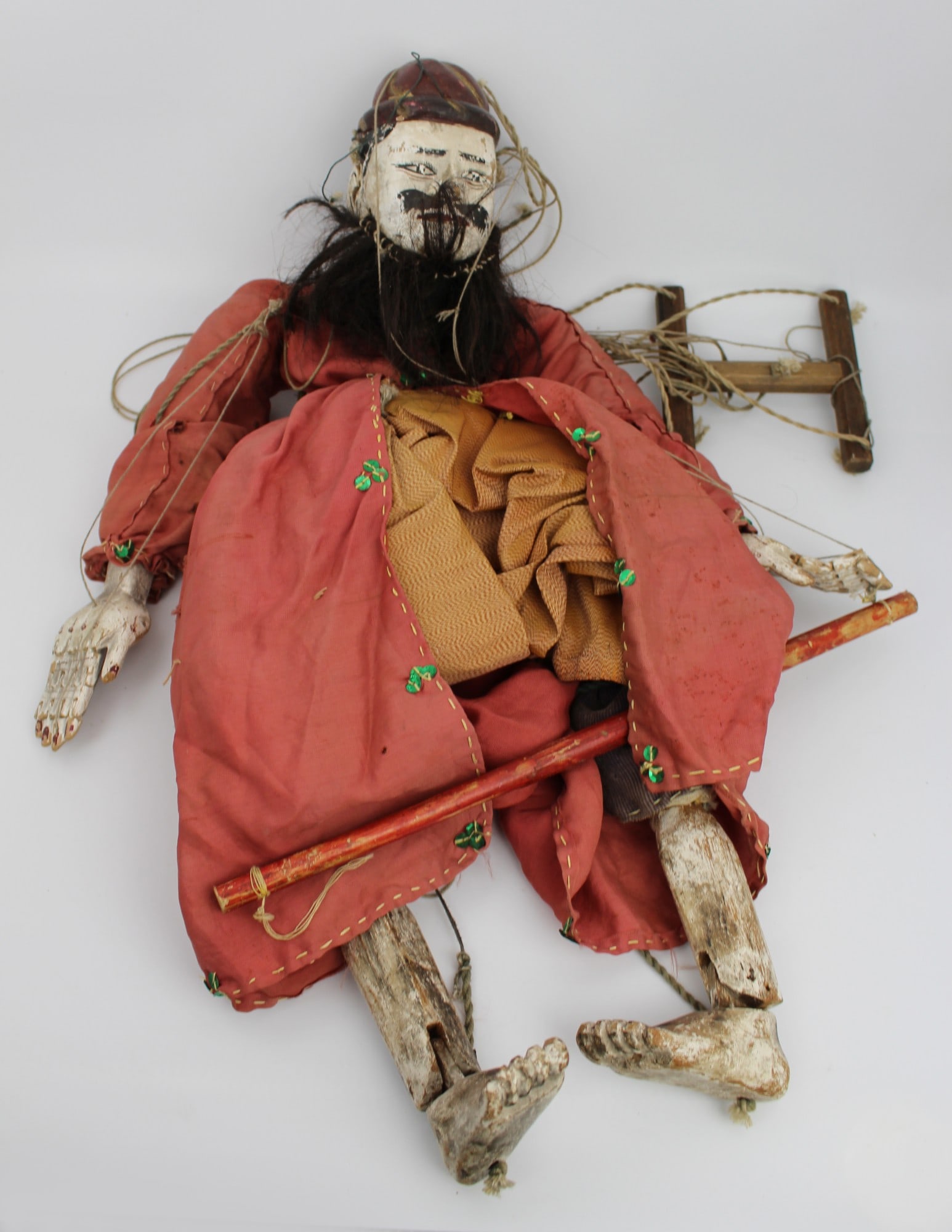 Antique Oriental Hand-Carved Wooden Marionette: Title: Antique Oriental Hand-Carved Wooden Marionette Description: Antique Oriental Hand-Carved Wooden Marionette Likely Eastern Asia (China/Japan), Circa Mid-19th Century to Early 20th Century
