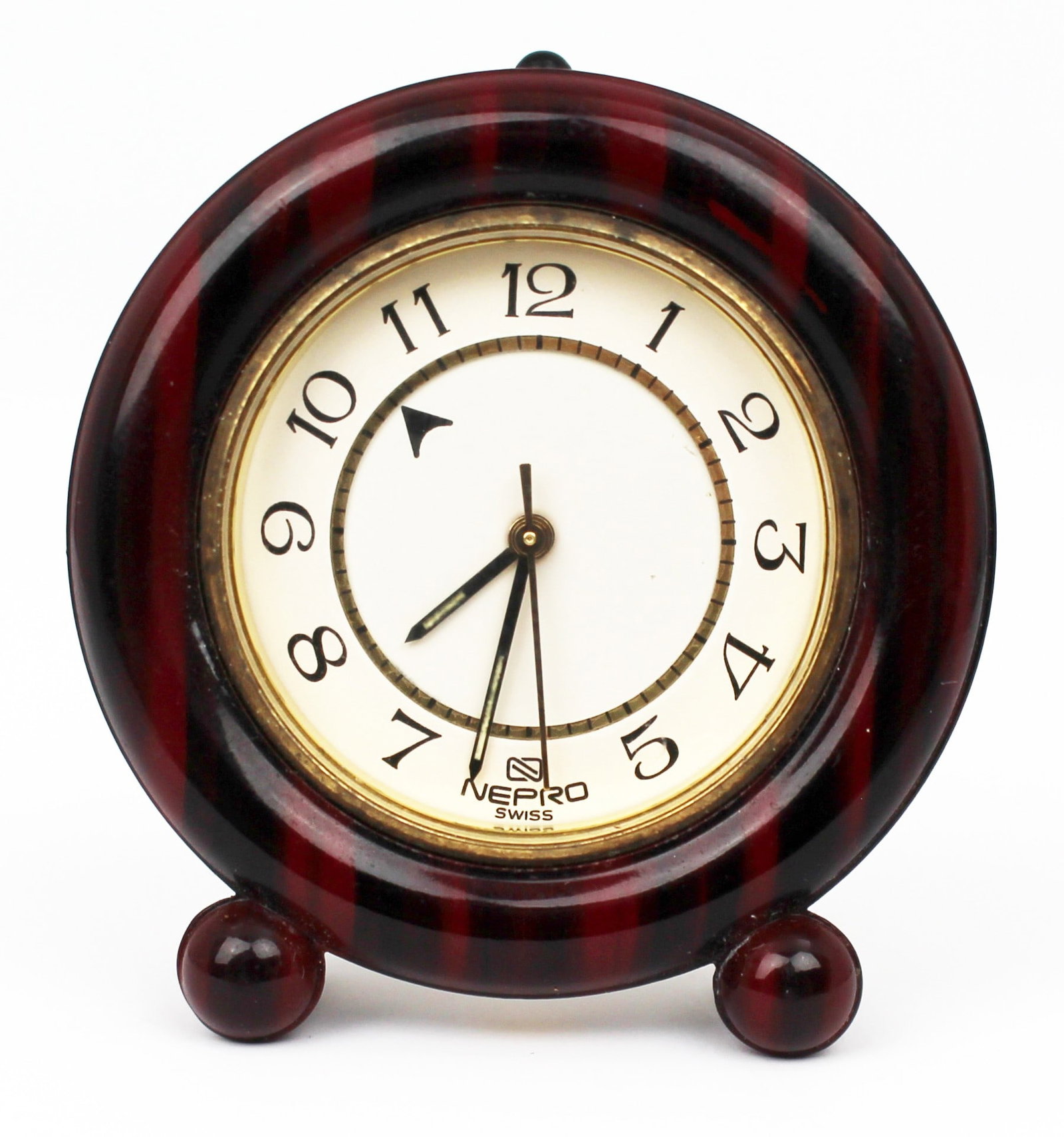 Fine Vintage Jasper Nepro Swiss Miniature Enamel Travel Alarm Clock (1 of 2)