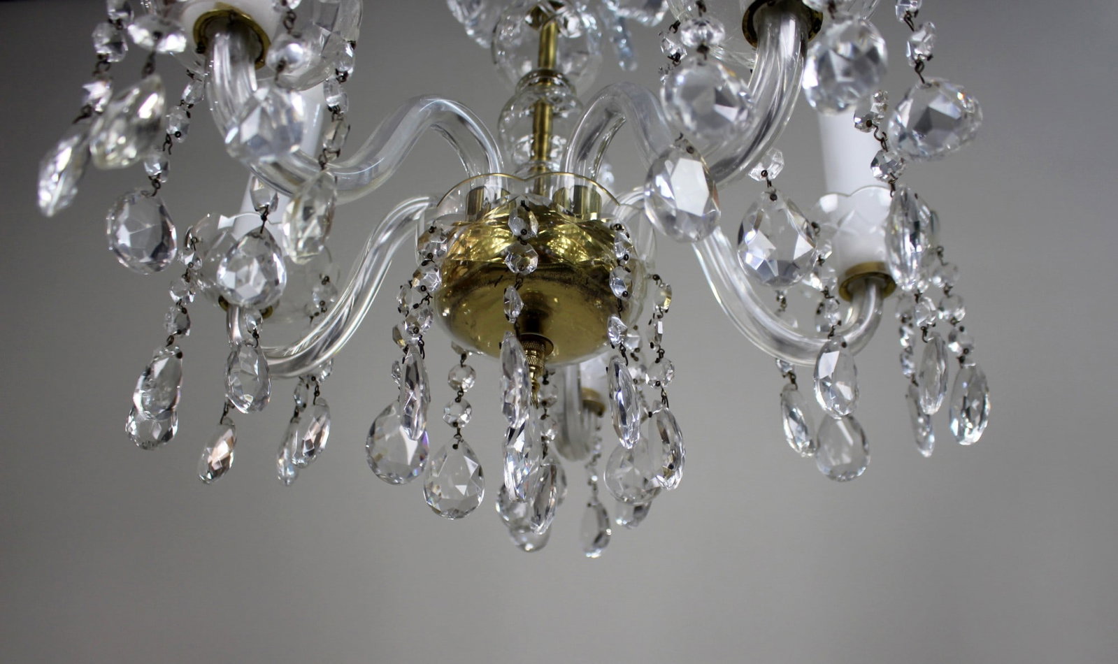 Mid-20th Century French Style 5-Arm Cut Glass and Crystal Chandelier - 9