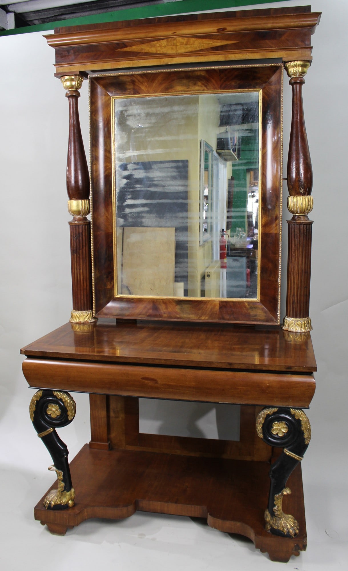 Antique Mahogany and Parcel Gilt Console Table & Pier Mirror - 3