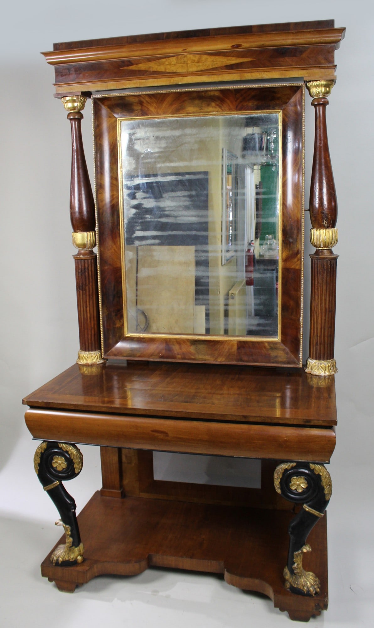 Antique Mahogany and Parcel Gilt Console Table & Pier Mirror - 4