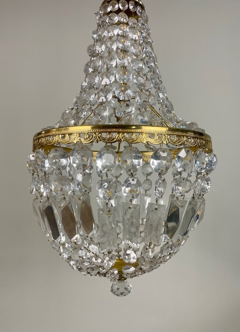 Vintage Baguette-Style Crystal Pendant Chandelier - 2