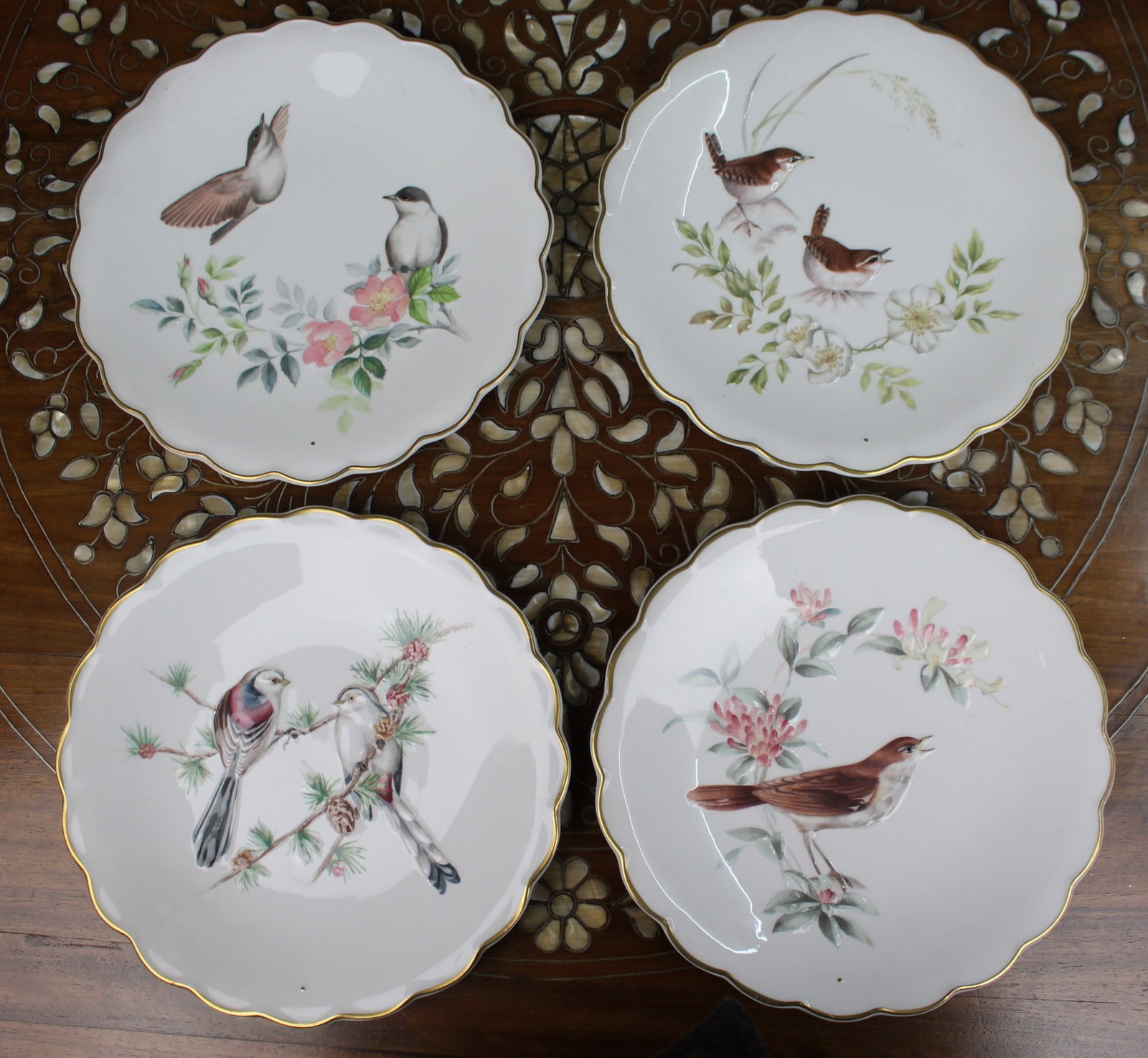 Collection of 4 Royal Worcester Doughty Relief Cabinet Plates (1 of 2)