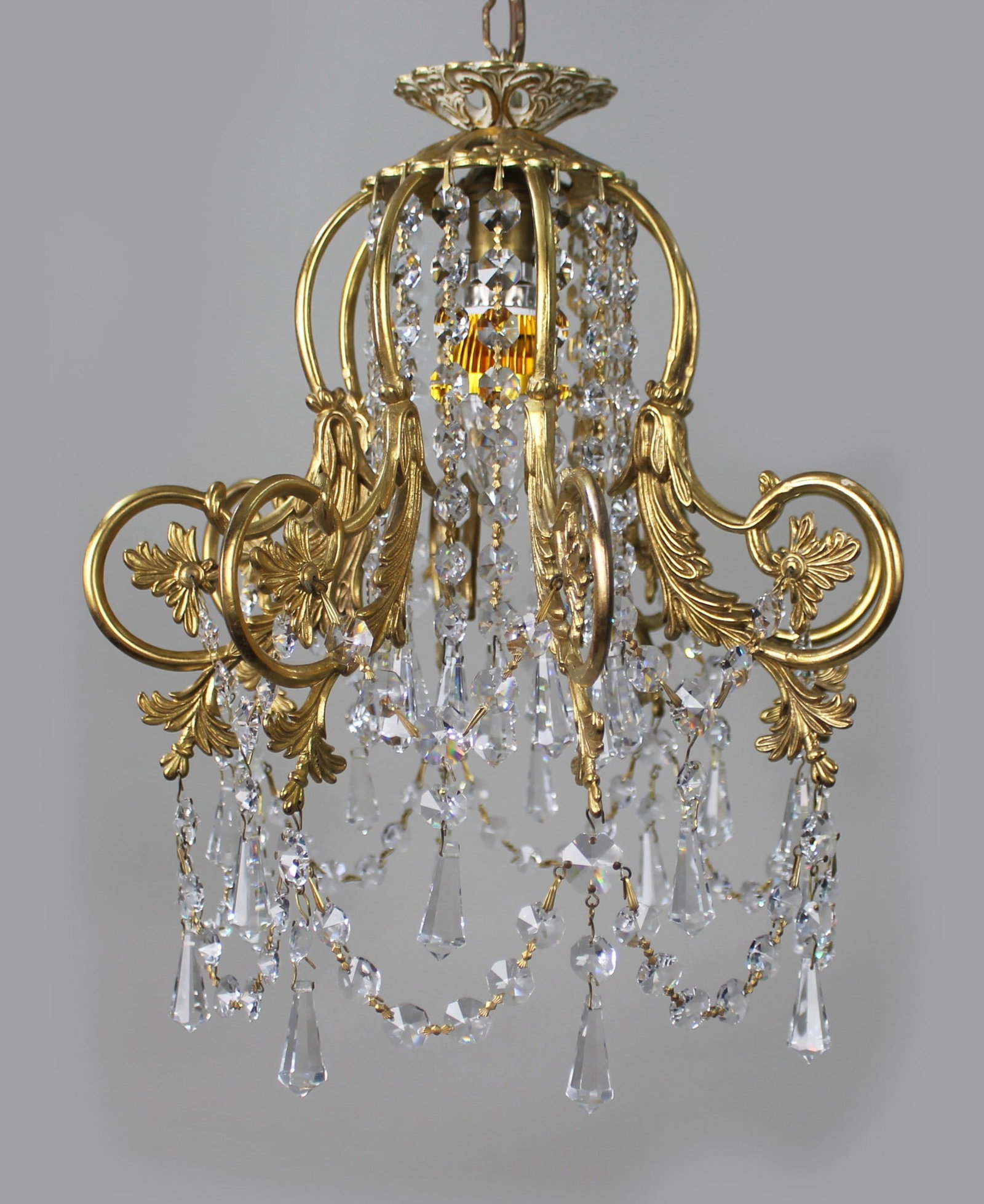 Elegant Vintage Crystal & Brass Chandelier (1 of 6)