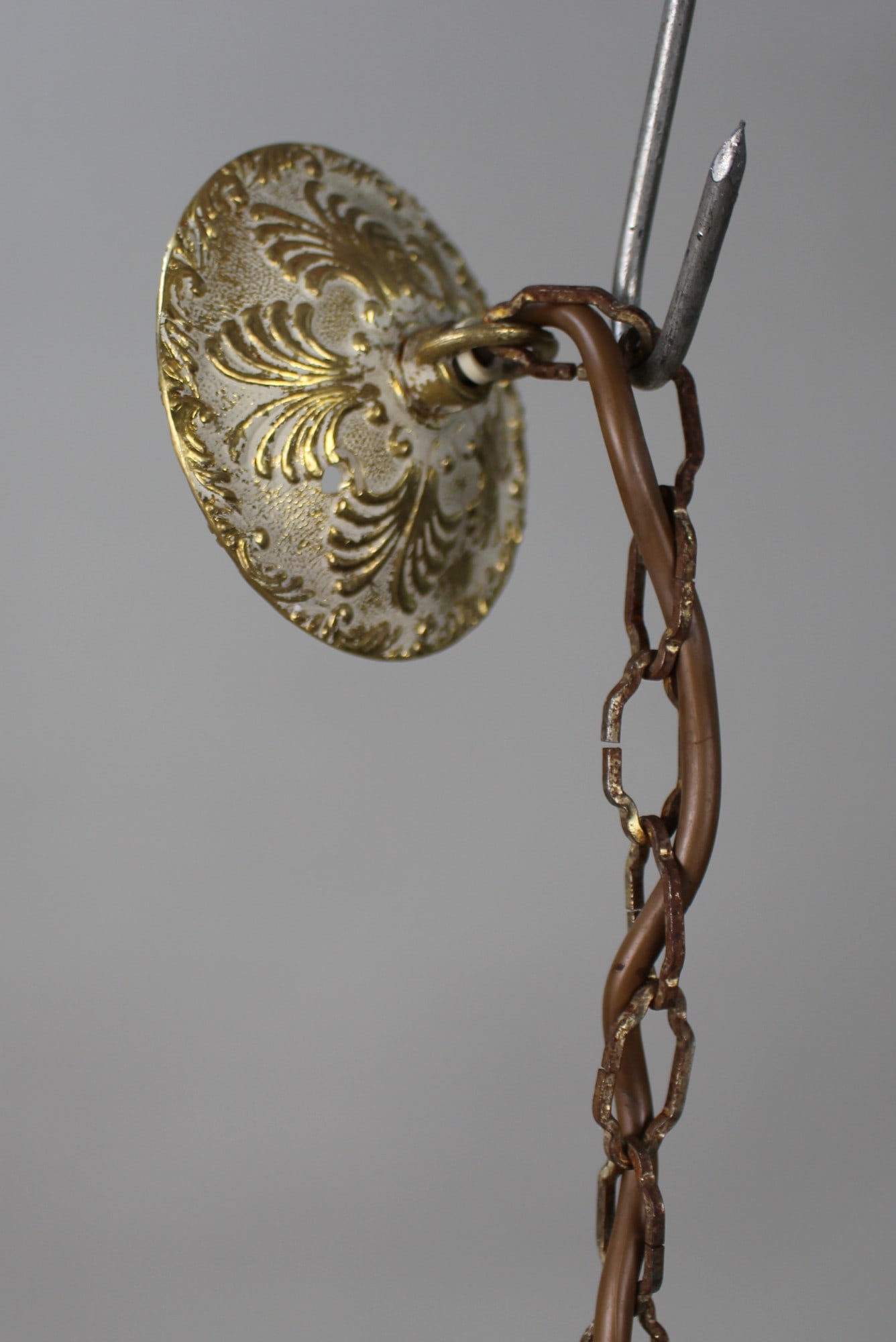 Elegant Vintage Crystal & Brass Chandelier - 4
