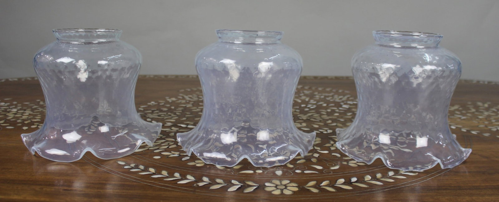 Antique Gothic Revival Brass Three-Light Gasolier with Opalescent Glass Shades, circa 1900 - 13