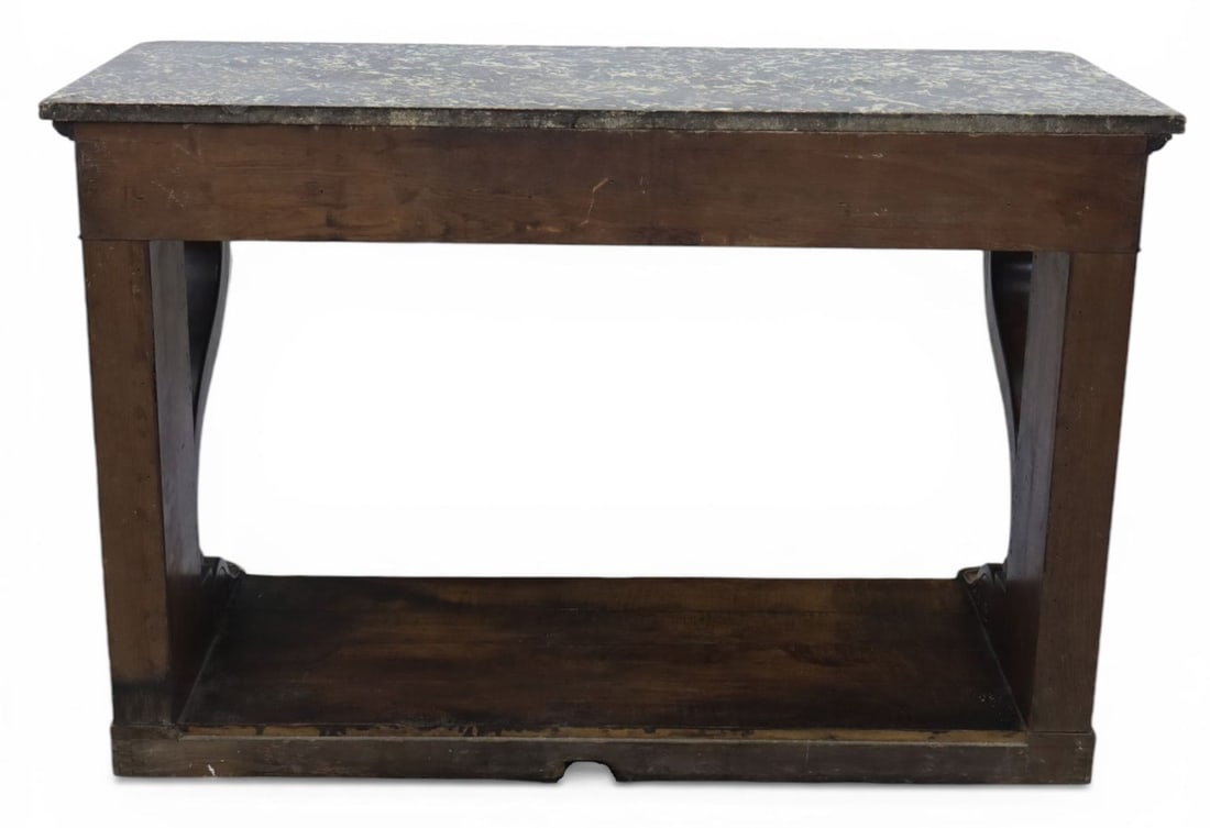Fine Napoleon I Period French Mahogany Console Table with Variegated Marble Top - 12