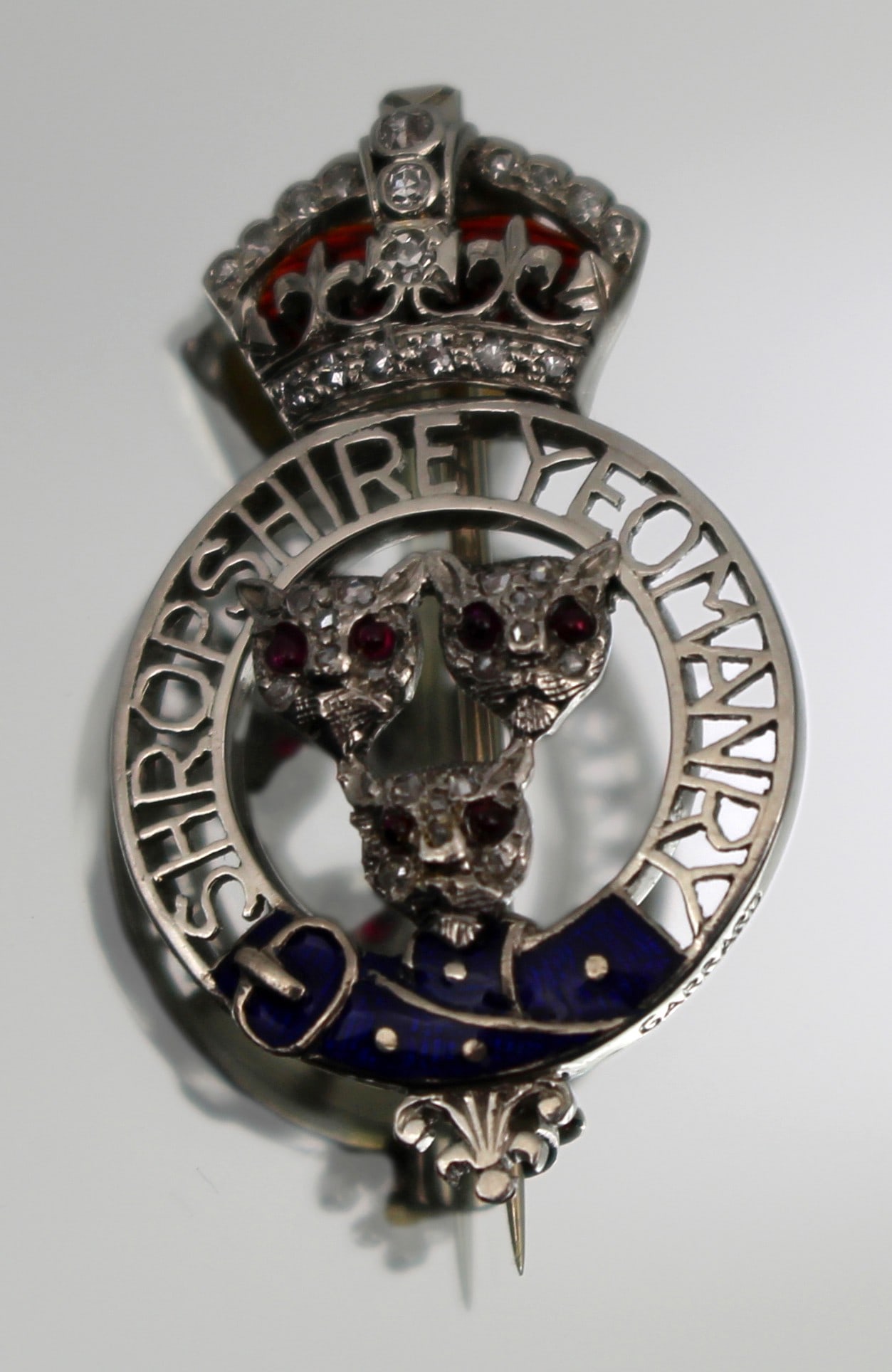 Fine Shropshire Yeomanry Sweetheart Brooch by Garrard – Gold, Enamel, Ruby Eyes: Title: Fine Shropshire Yeomanry Sweetheart Brooch by Garrard – Gold, Enamel, Ruby Eyes Description: Fine Shropshire Yeomanry Sweetheart Brooch by Garrard – Gold, Enamel, Ruby Eyes A