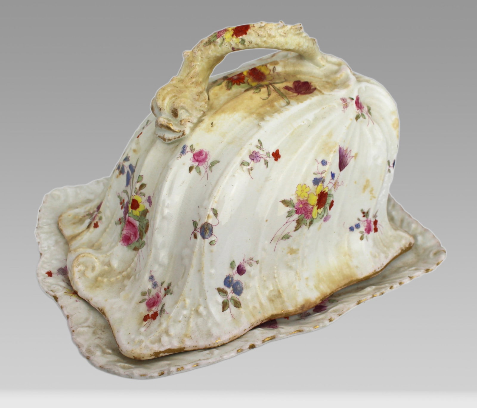 Antique Staffordshire Cheese Dish: Title: Antique Staffordshire Cheese Dish Description: Antique Staffordshire Cheese Dish Measures 27 x 22 x 16 (height) cm. Hairline crack to the lid as pictured Condition: Used Delivery option: