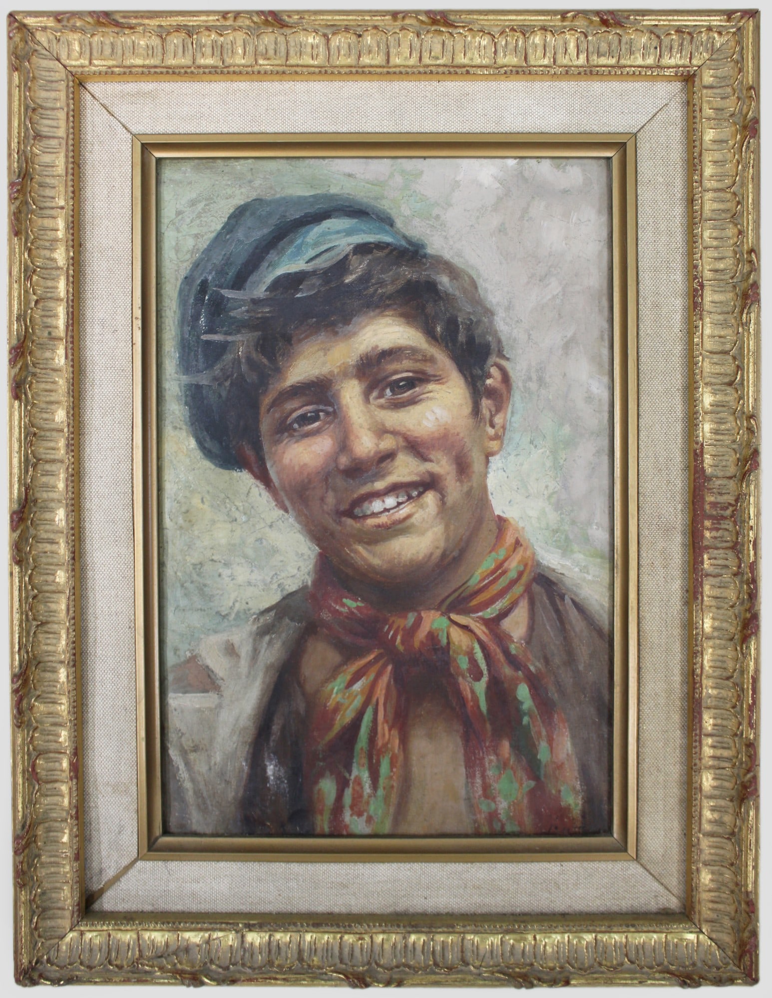 Italian School Portrait of a Neapolitan Youth, c.1920: Title: Italian School Portrait of a Neapolitan Youth, c.1920 Description: Italian School Portrait of a Neapolitan Youth, c.1920 Oil on canvas laid on board A charming and finely executed Italian