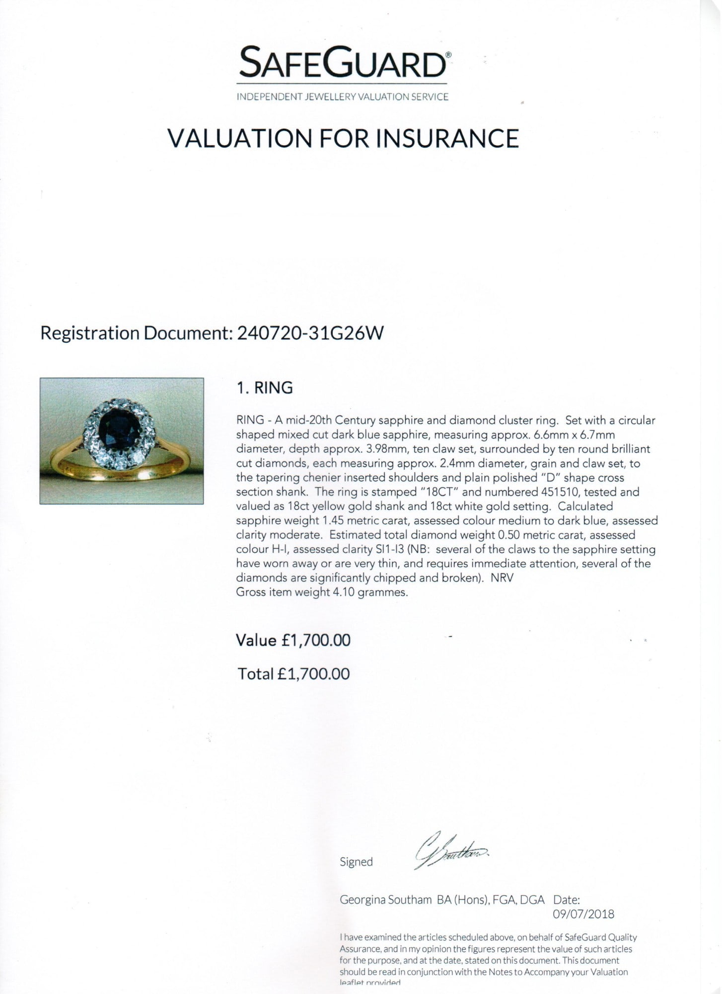 Sapphire & Diamond Cluster Ring 18ct - 9