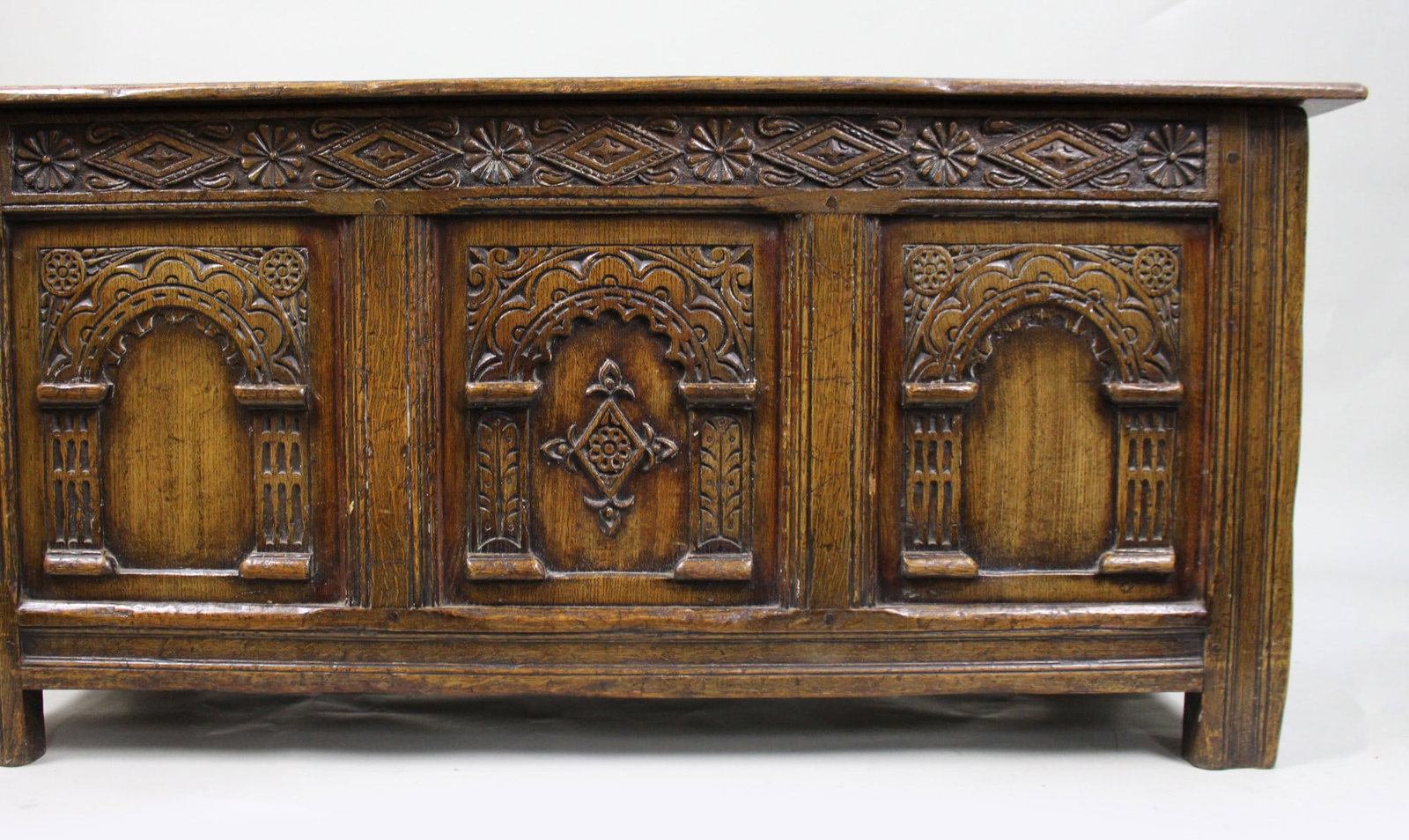 Heavily Carved Oak Coffer in the Jacobean Taste - 12