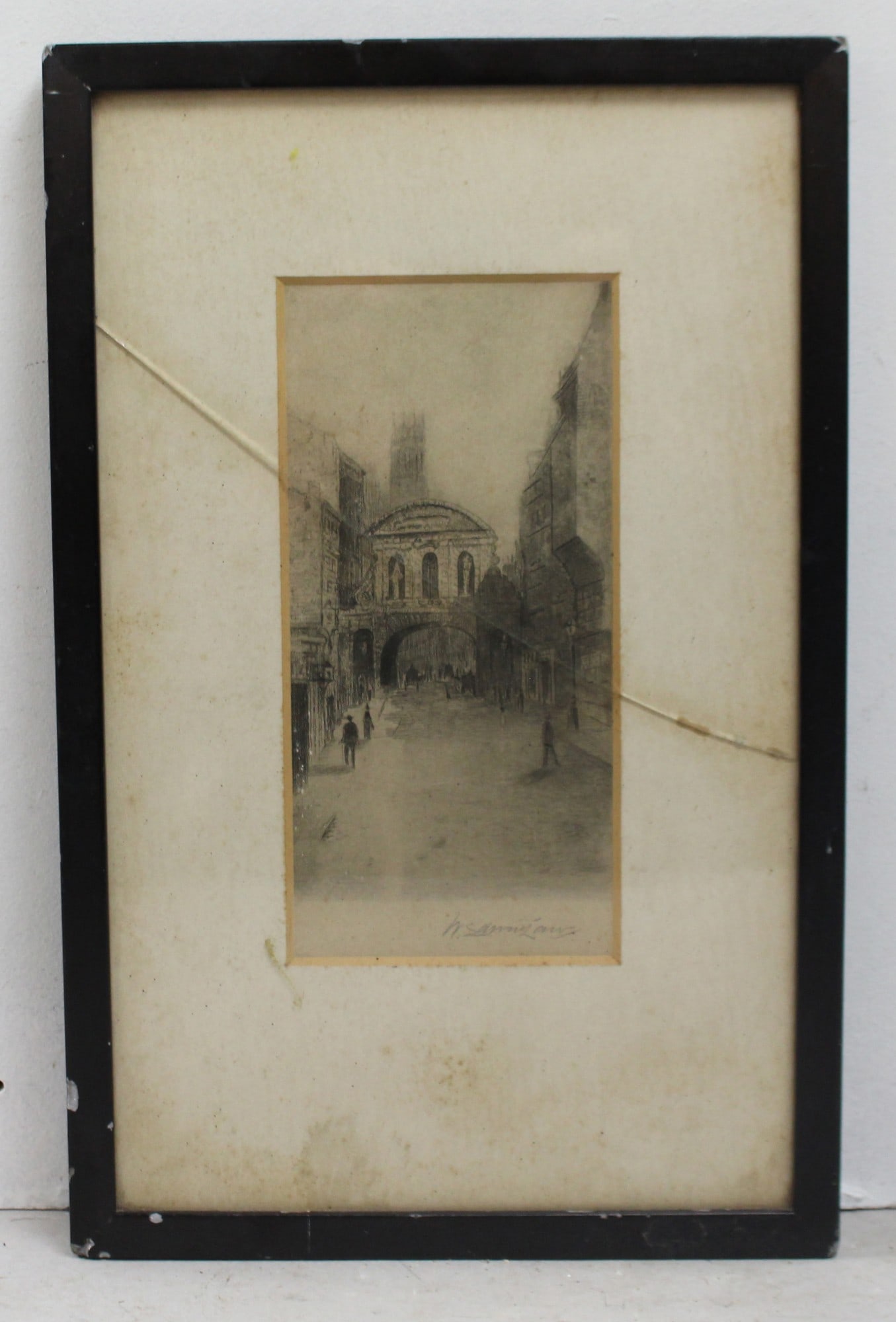 Early 20th c. Etching by W.Edwin Law: Title: Early 20th c. Etching by W.Edwin Law Description: Early 20th c., English. W.Edwin Law. Mounted & set behind glass in thin ebonized frame. Frame meaures 22 x 34 in. Some little foxing to