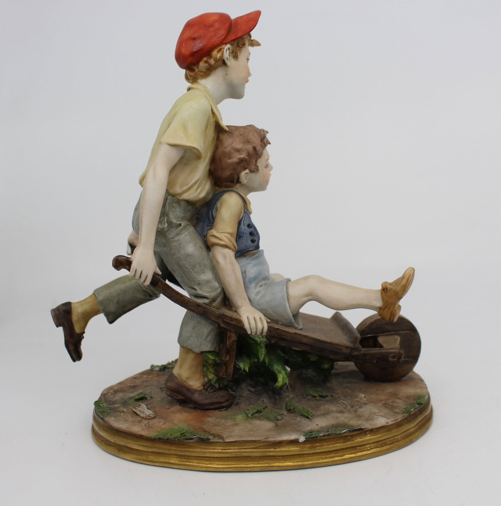 Capodimonte Figurine Boys in Wheelbarrown by Bernacchio - 4