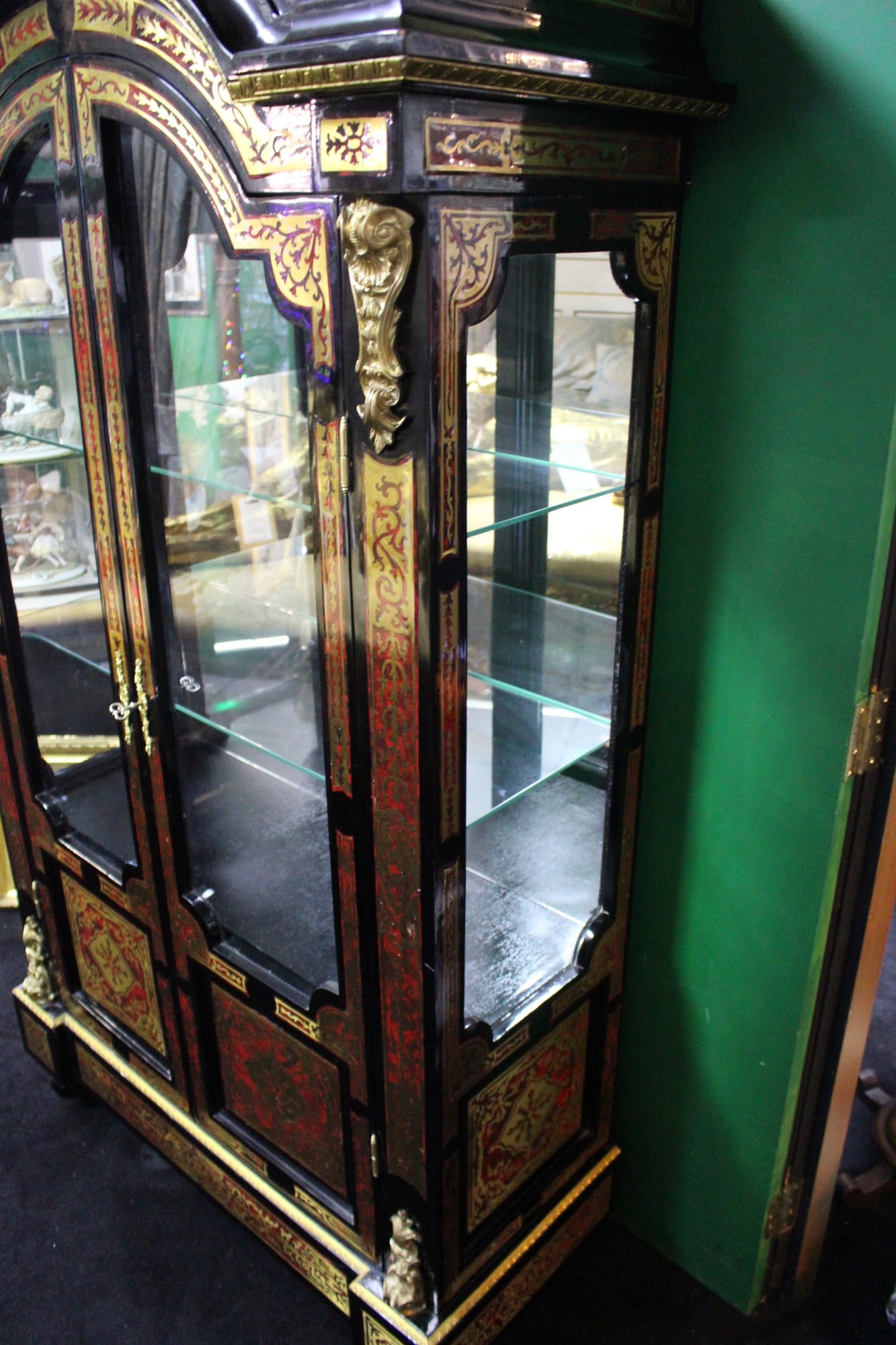 Vintage Napoleon III Style Boulle Display Vitrine Cabinet - 8