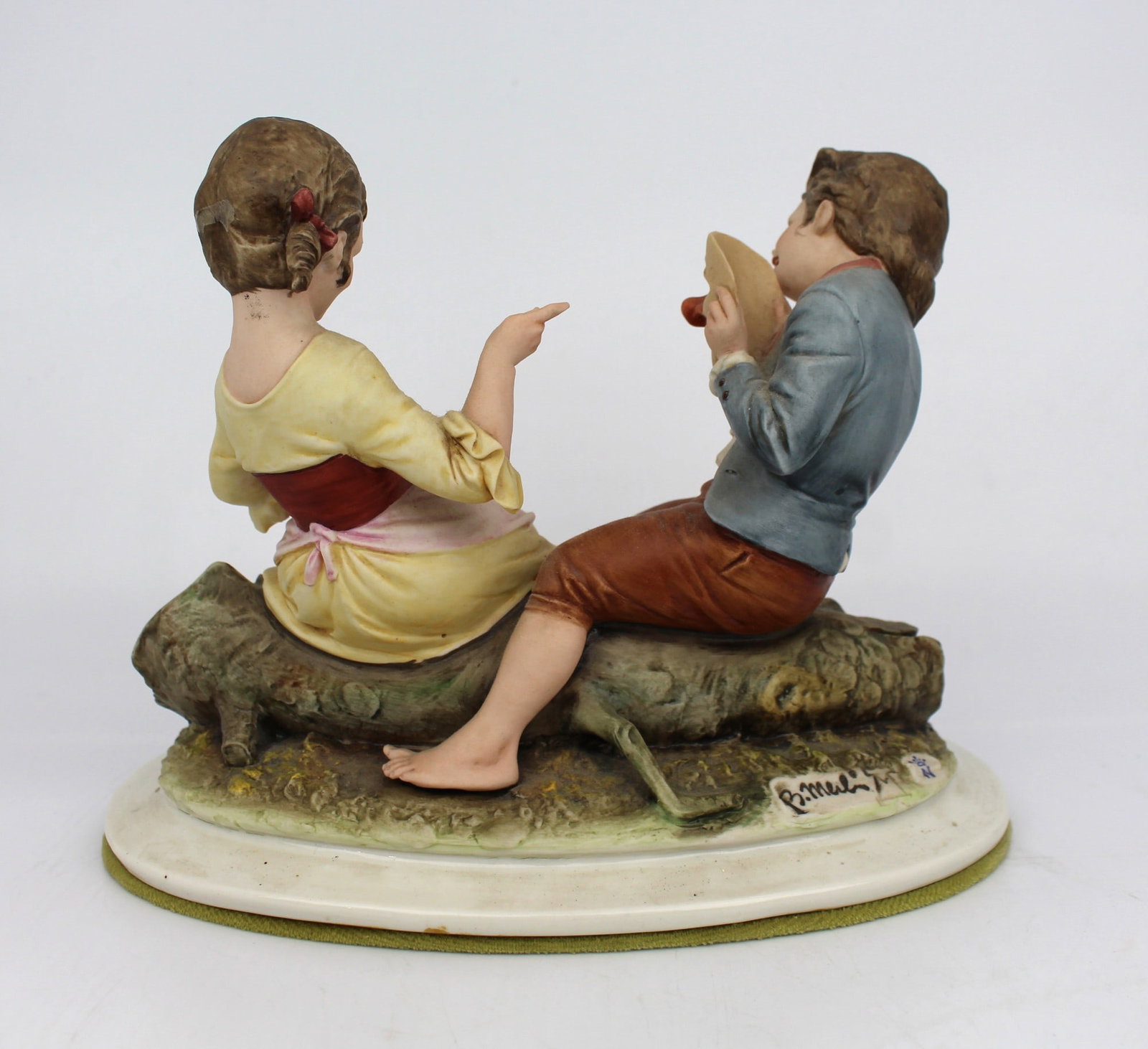 Capodimonte Figurine Girl & Boy with Clown Mask by Merli - 3