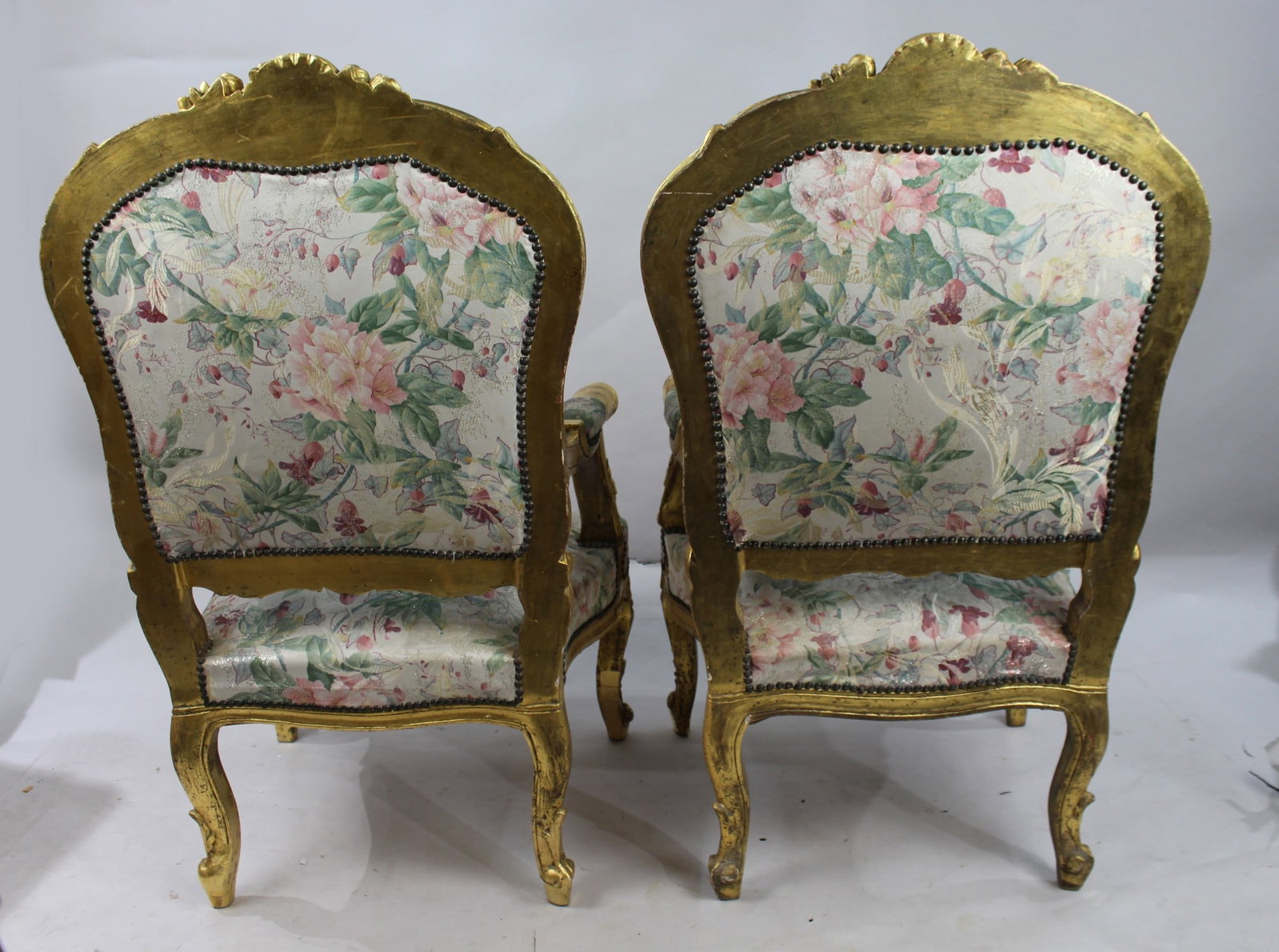 Pair of Louis XV Style Italian Giltwood Fauteuils - 7