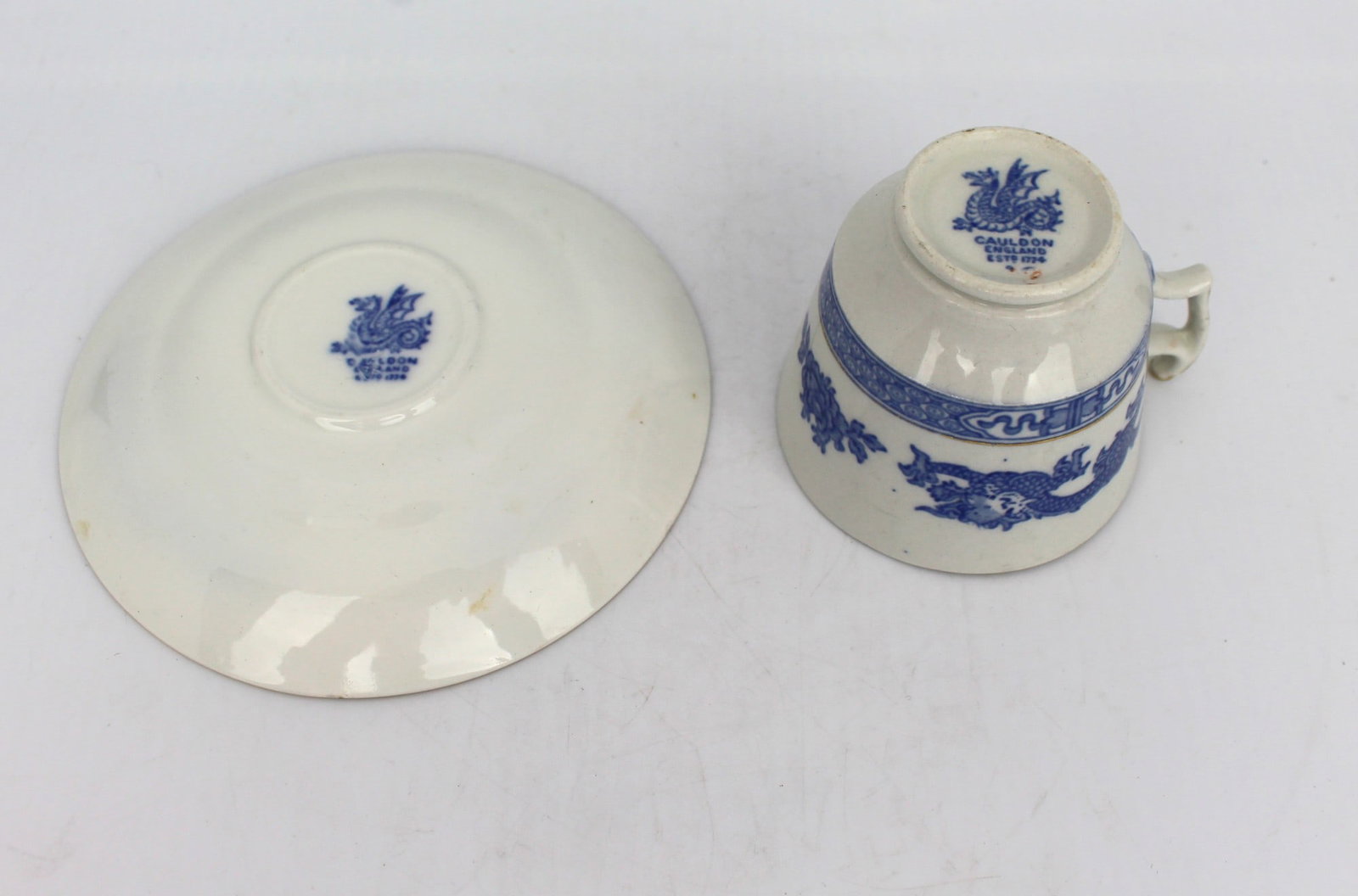 Collection of Antique & Vintage Blue & White Tea Cups & Saucers - 19
