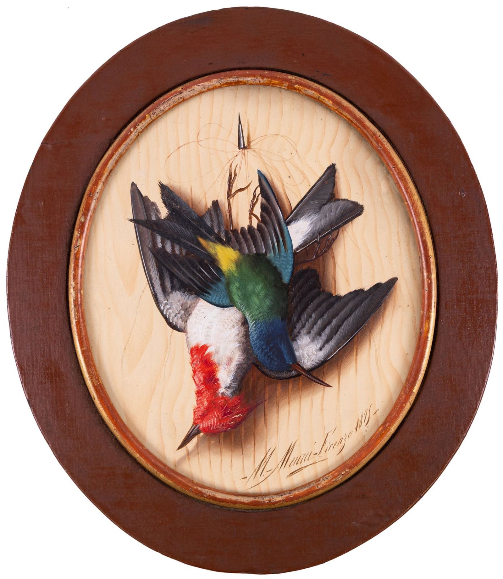 Michelangelo Meucci (Italian, 1840–1909) Trompe l'Oeil with Hanging Birds c.1875 - 2