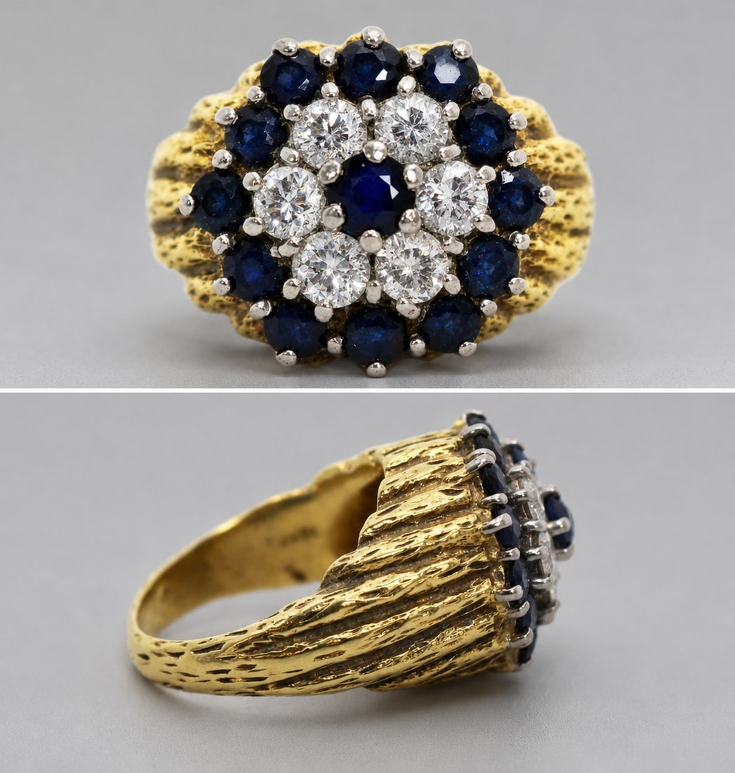 Sapphire & Diamond 18ct Cluster Ring - 2