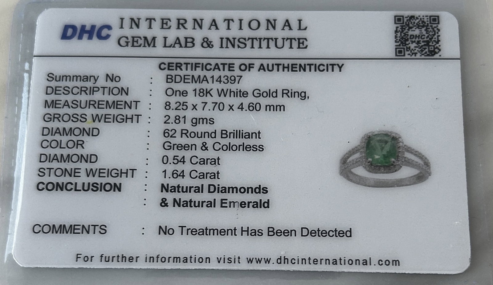 Beautiful 1.64 ct Natural Emerald With Natural Diamonds & 18k Gold - 8