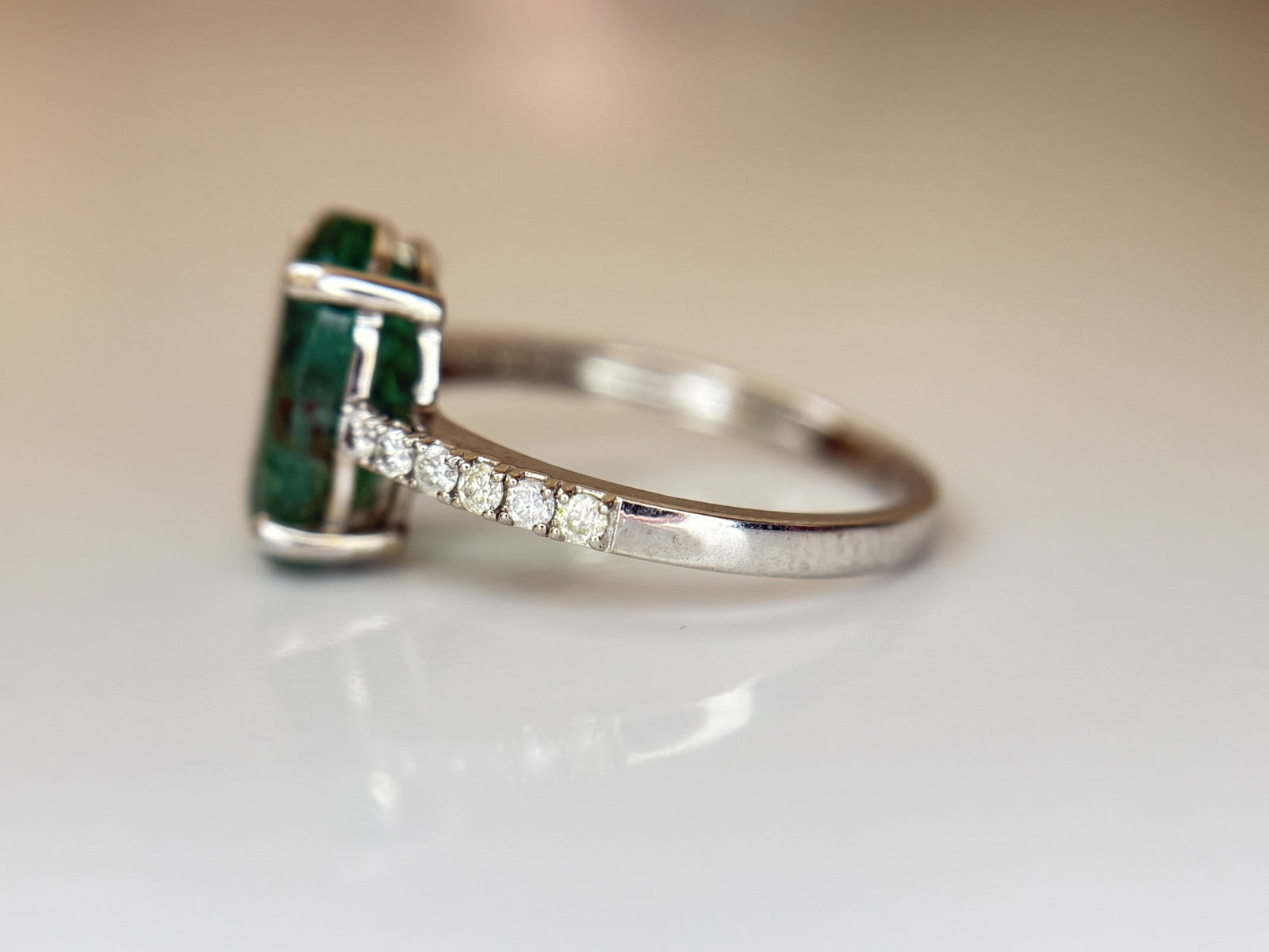 Beautiful Natural Emerald 3.00ct With Natural Diamonds & 18k Gold - 6