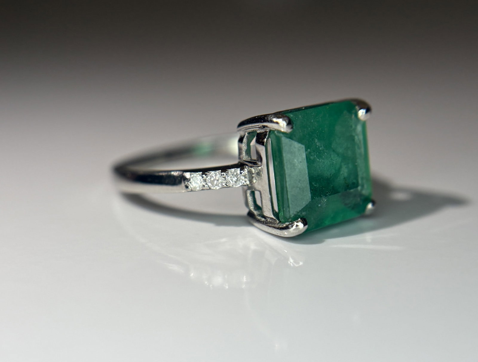 Beautiful 2.65 CT Natural Emerald Ring With Natural Diamonds & Platinum 950 - 7