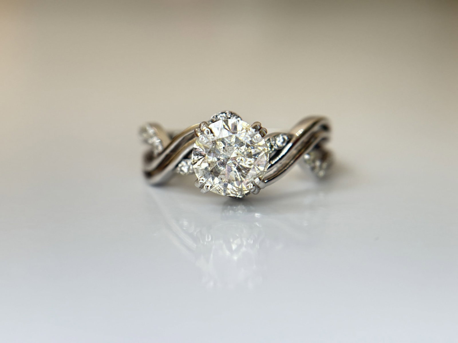 Beautiful 1.36ct Natural Diamond Ring With 18k White Gold - 5