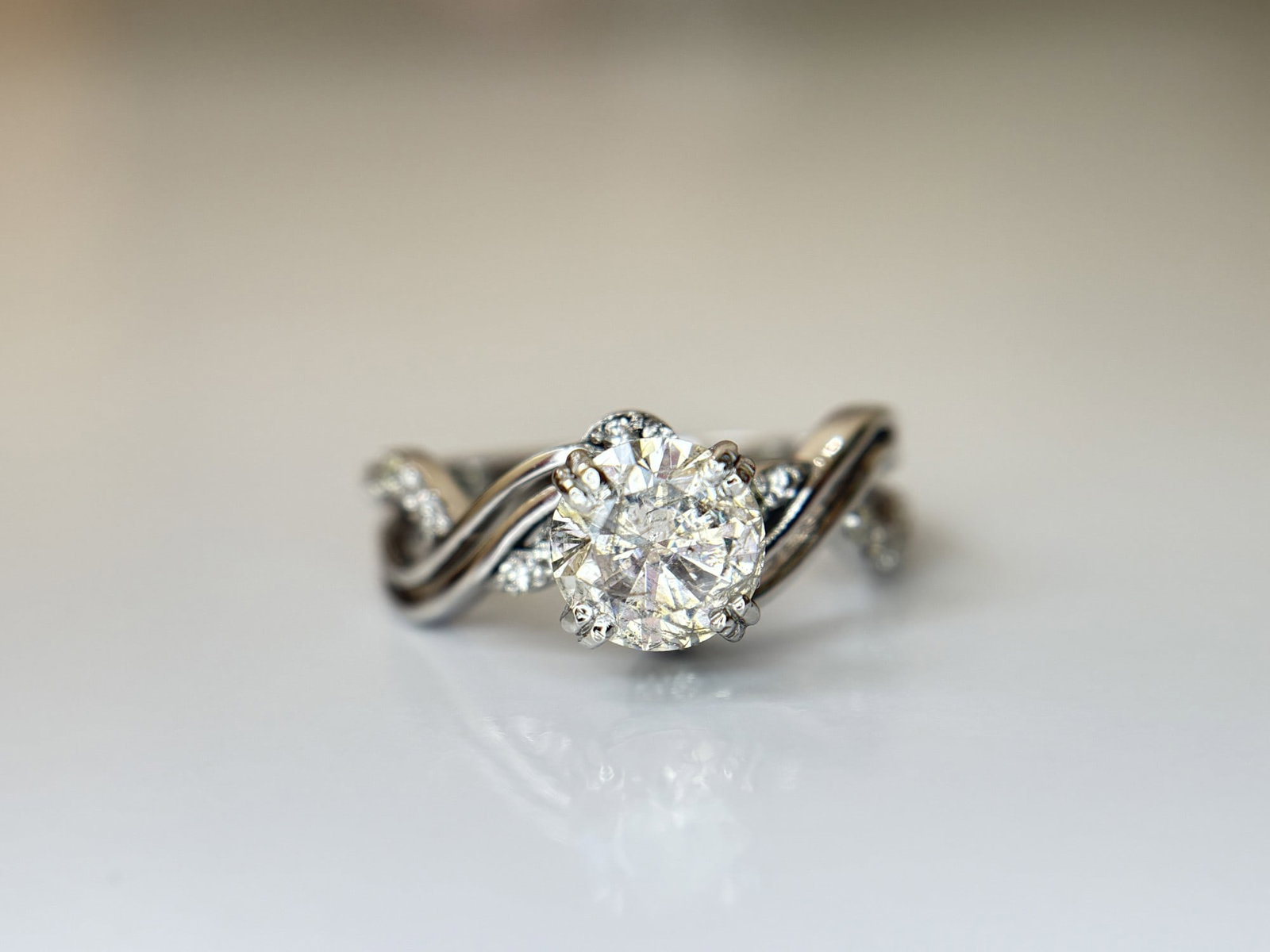 Beautiful 1.36ct Natural Diamond Ring With 18k White Gold - 8